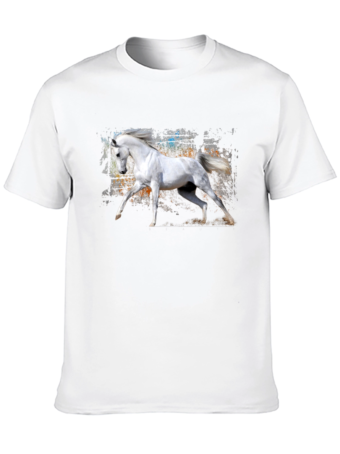 White Horse Graphic Black T-Shirt