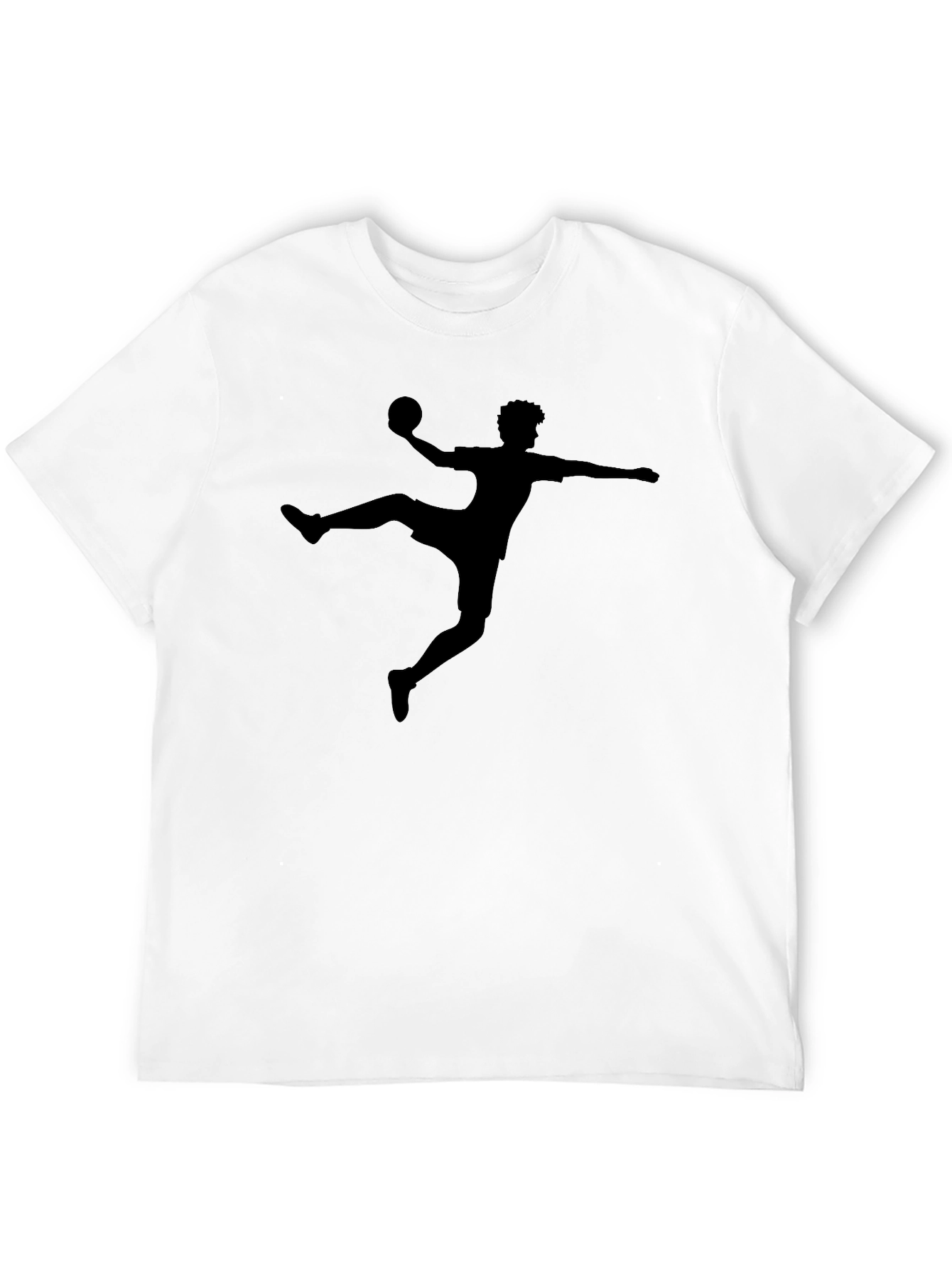 Handball Player Silhouette Graphic Tee - Black