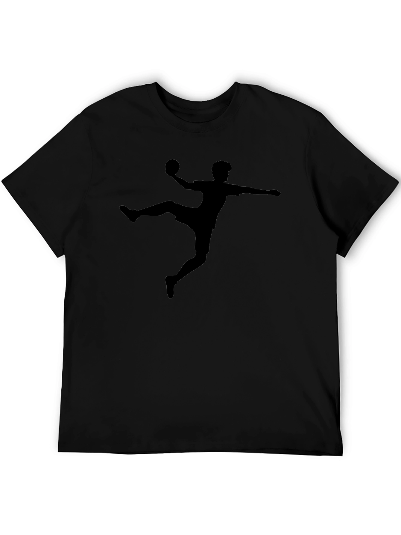 Handball Player Silhouette Graphic Tee - Black