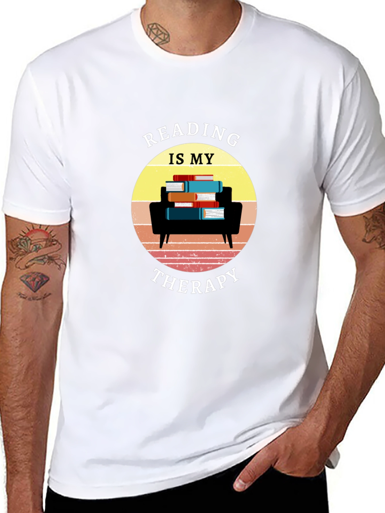 Reading Is My Therapy Black T-Shirt