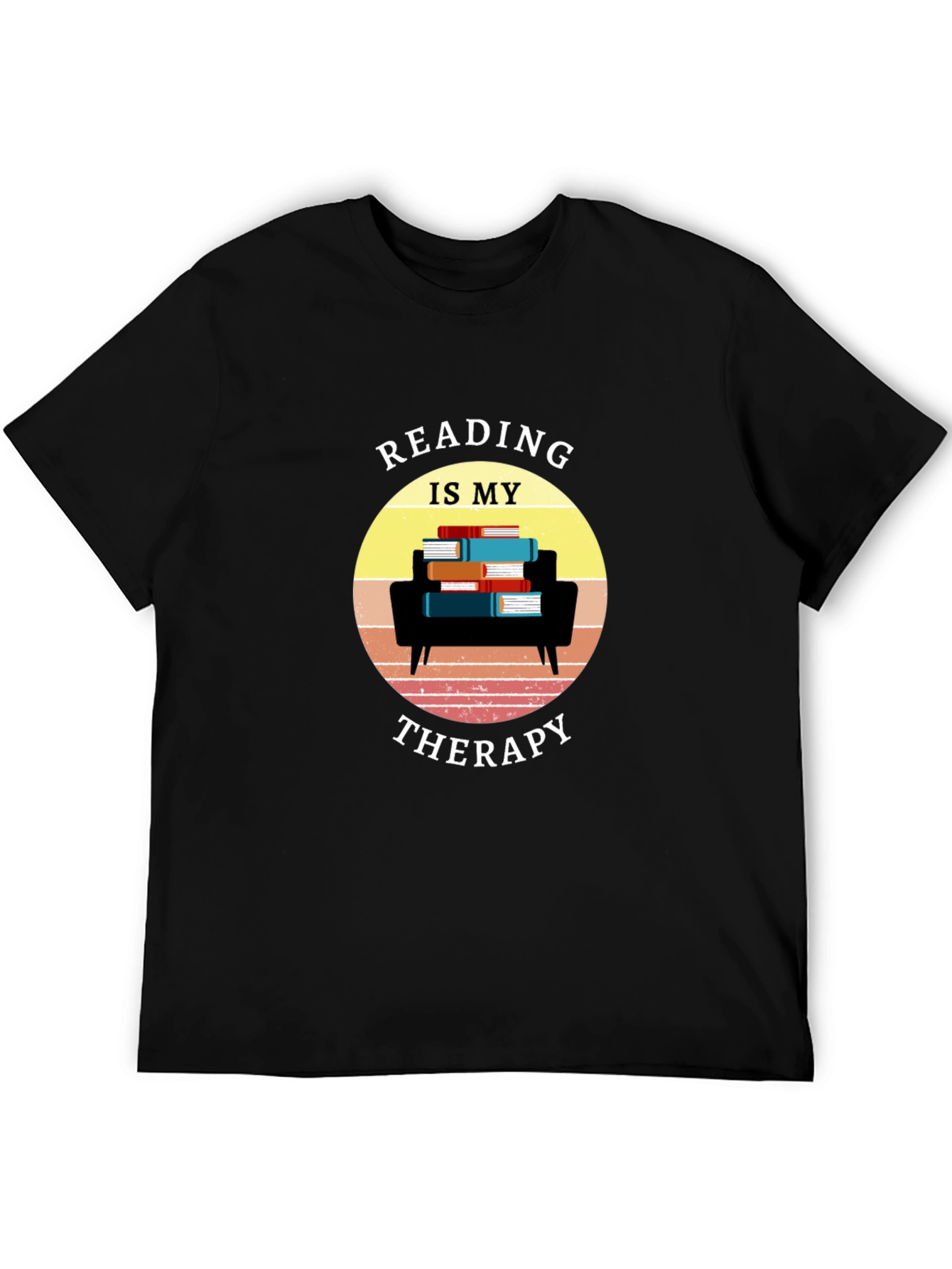Reading Is My Therapy Black T-Shirt