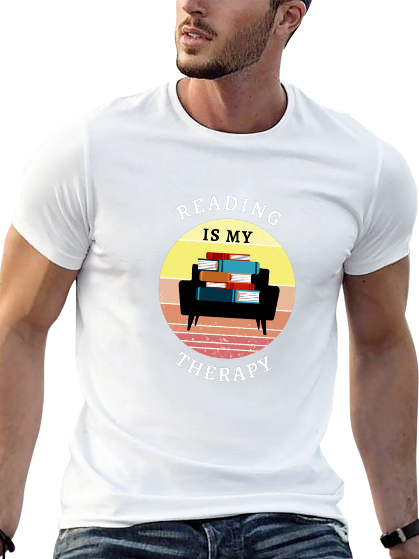 Reading Is My Therapy Black T-Shirt