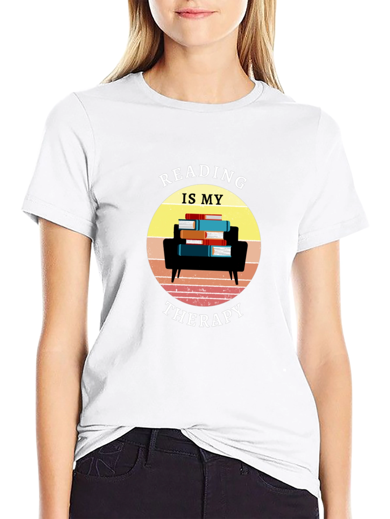 Reading Is My Therapy Black T-Shirt