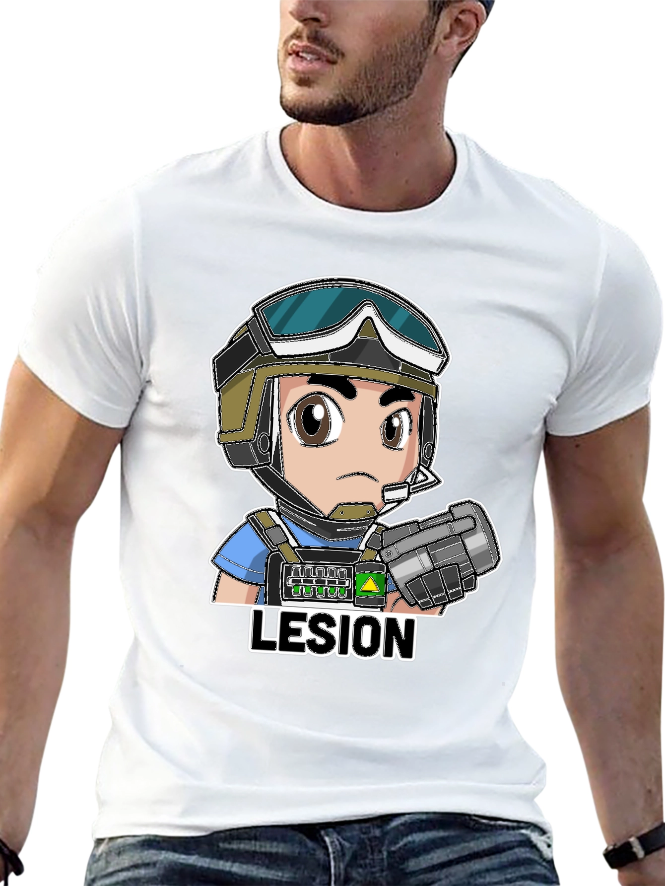 Lesion Cartoon Graphic Black T-Shirt