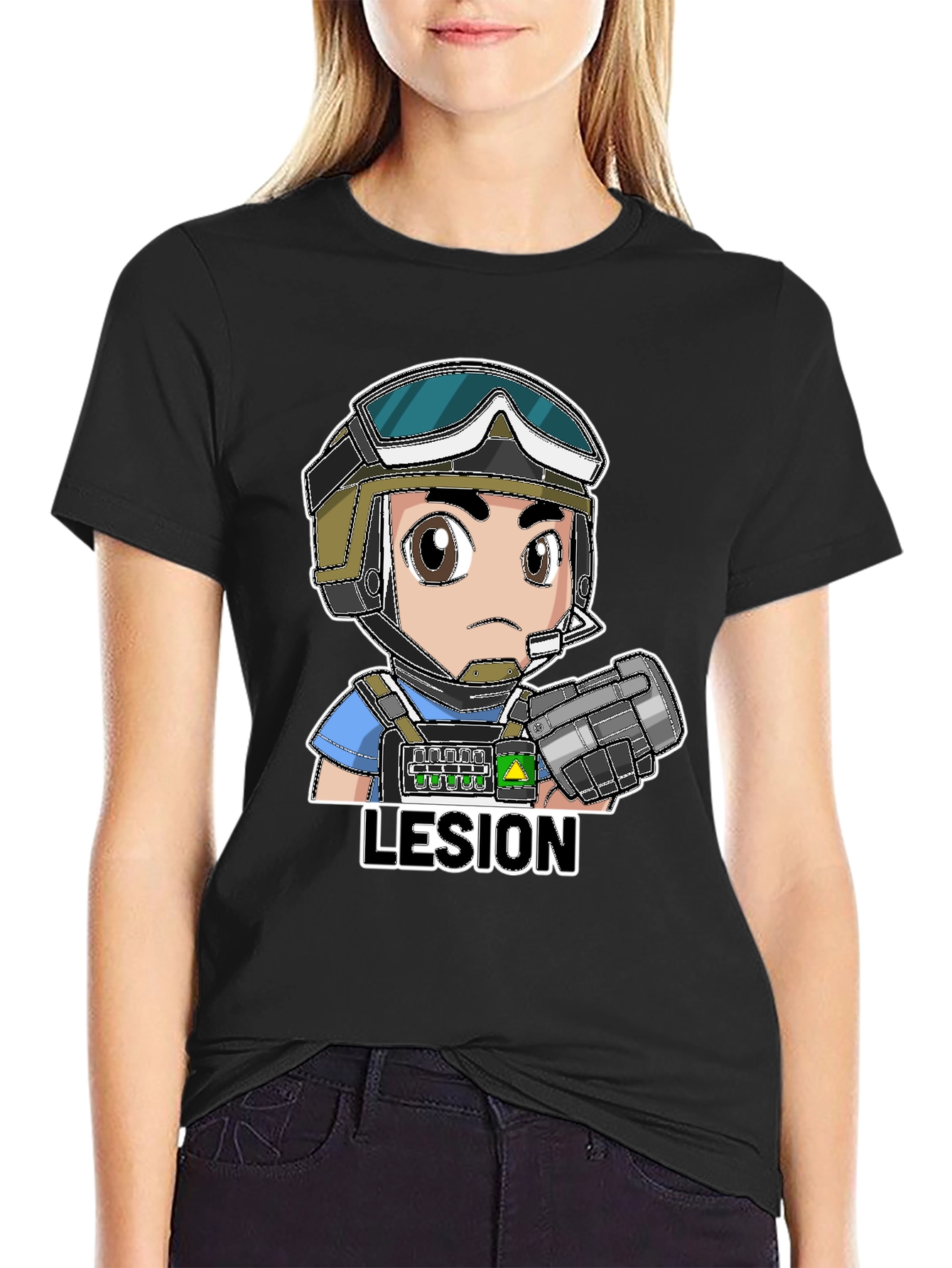 Lesion Cartoon Graphic Black T-Shirt