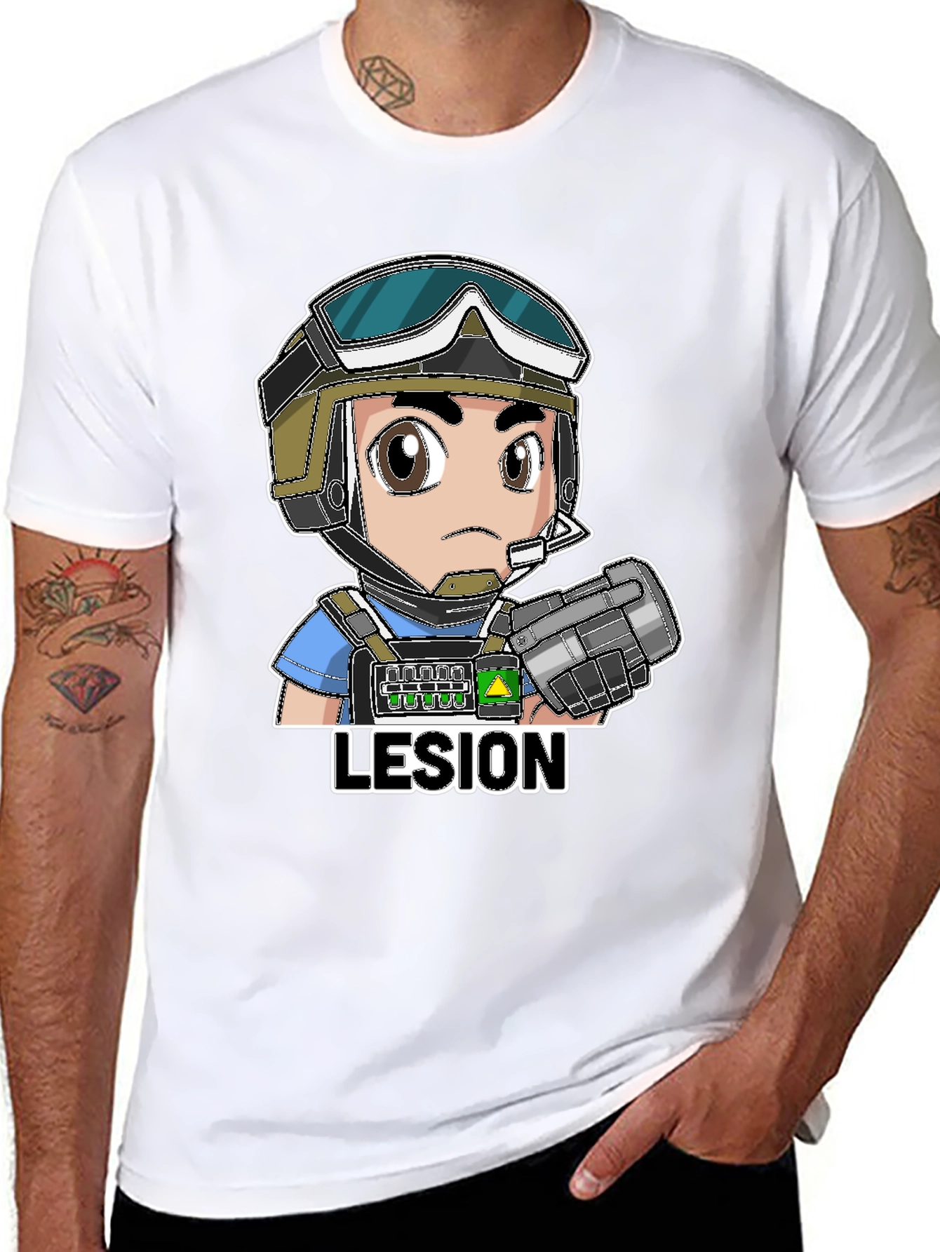 Lesion Cartoon Graphic Black T-Shirt