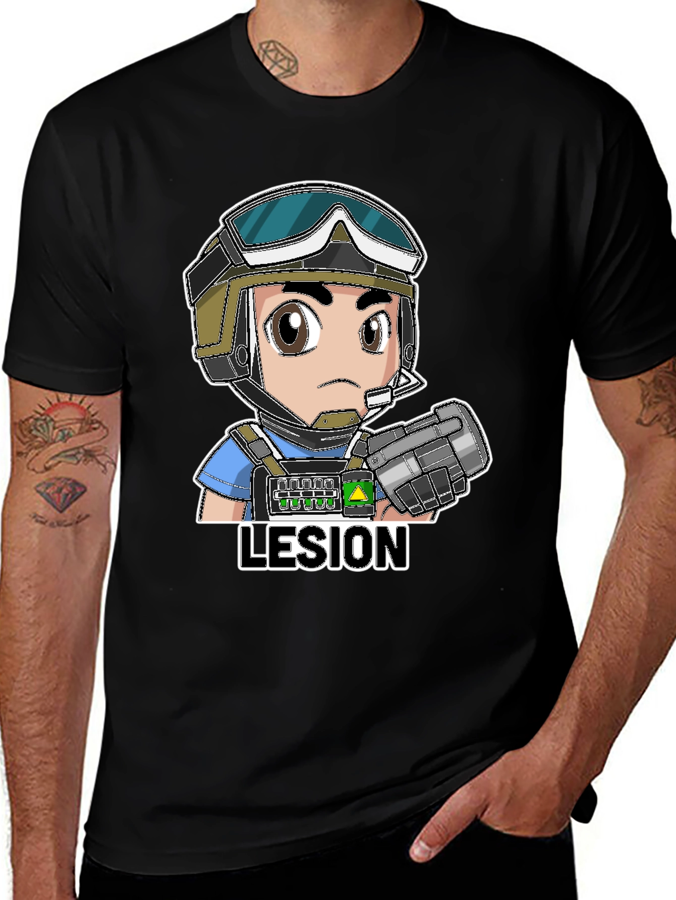 Lesion Cartoon Graphic Black T-Shirt