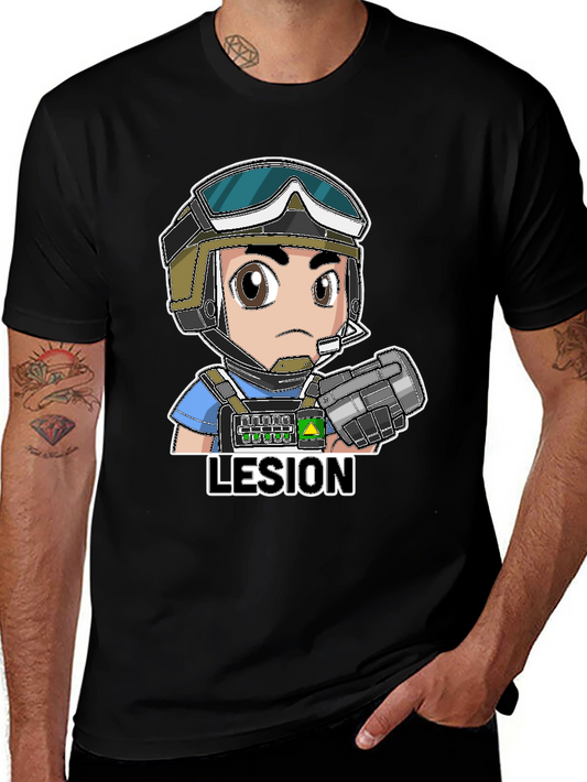 Lesion Cartoon Graphic Black T-Shirt