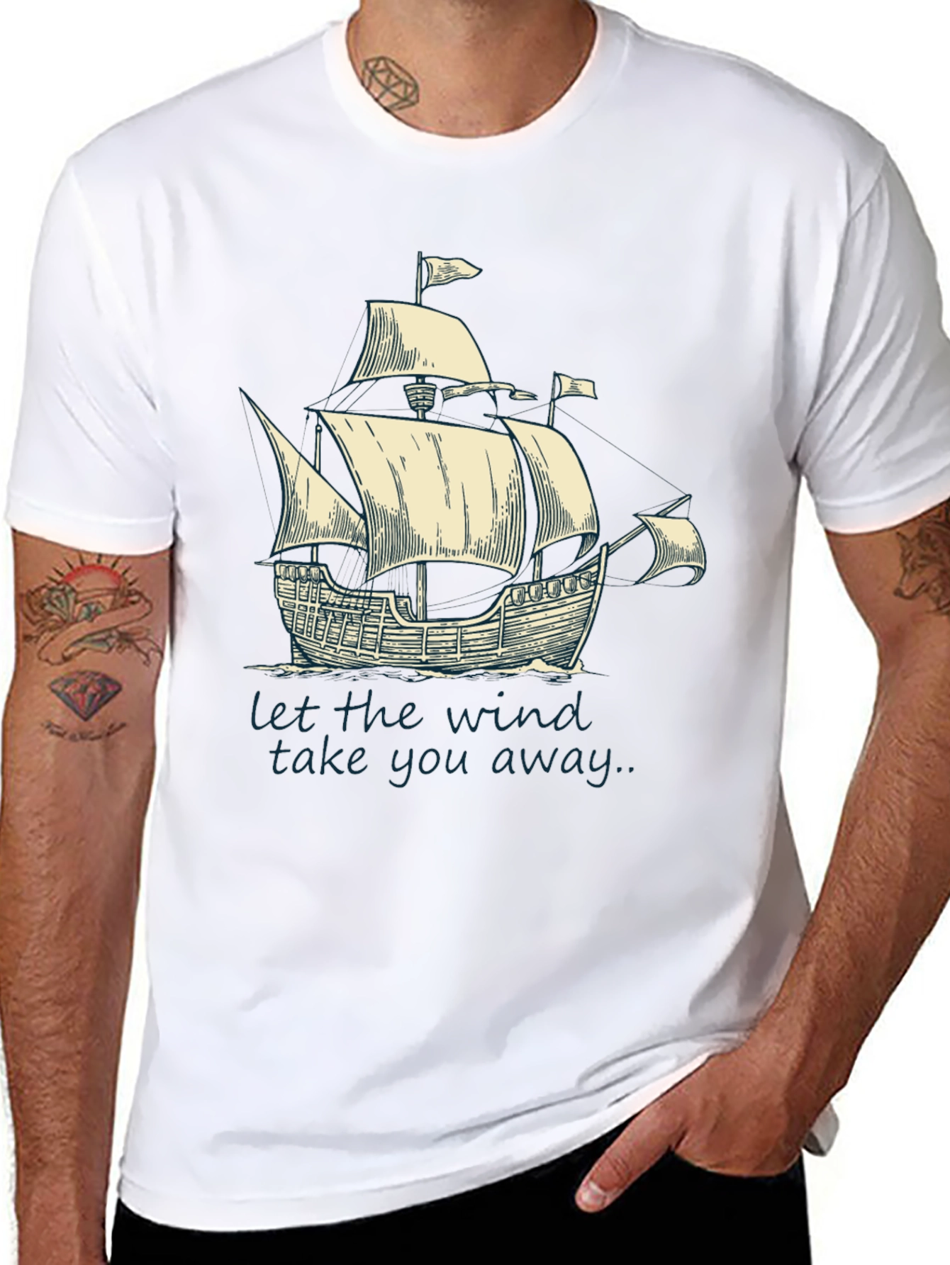 Nautical Sailboat T-Shirt: Let The Wind Take You Away