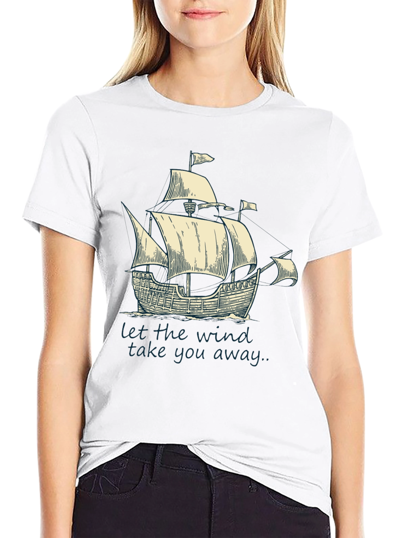 Nautical Sailboat T-Shirt: Let The Wind Take You Away