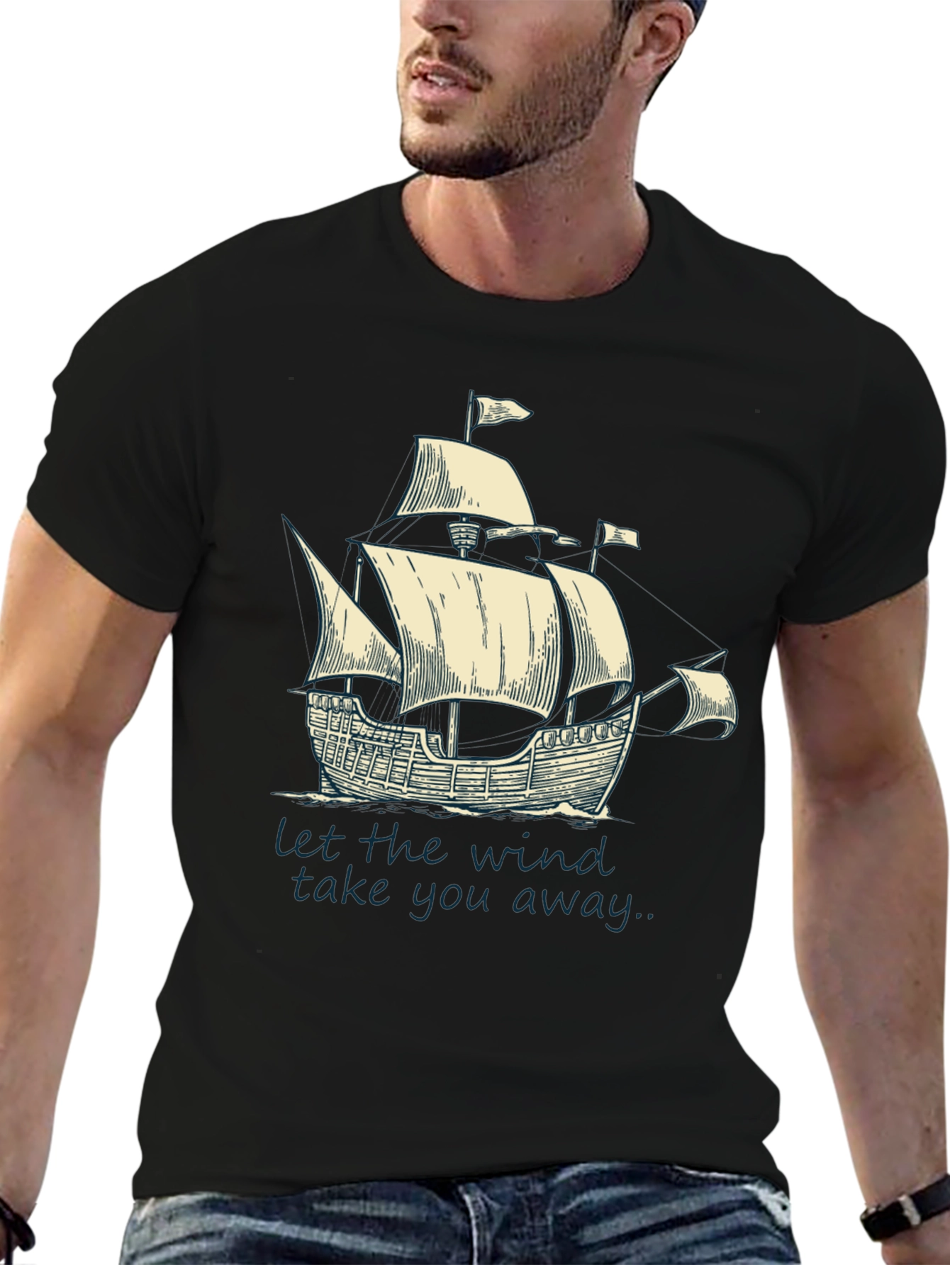 Nautical Sailboat T-Shirt: Let The Wind Take You Away
