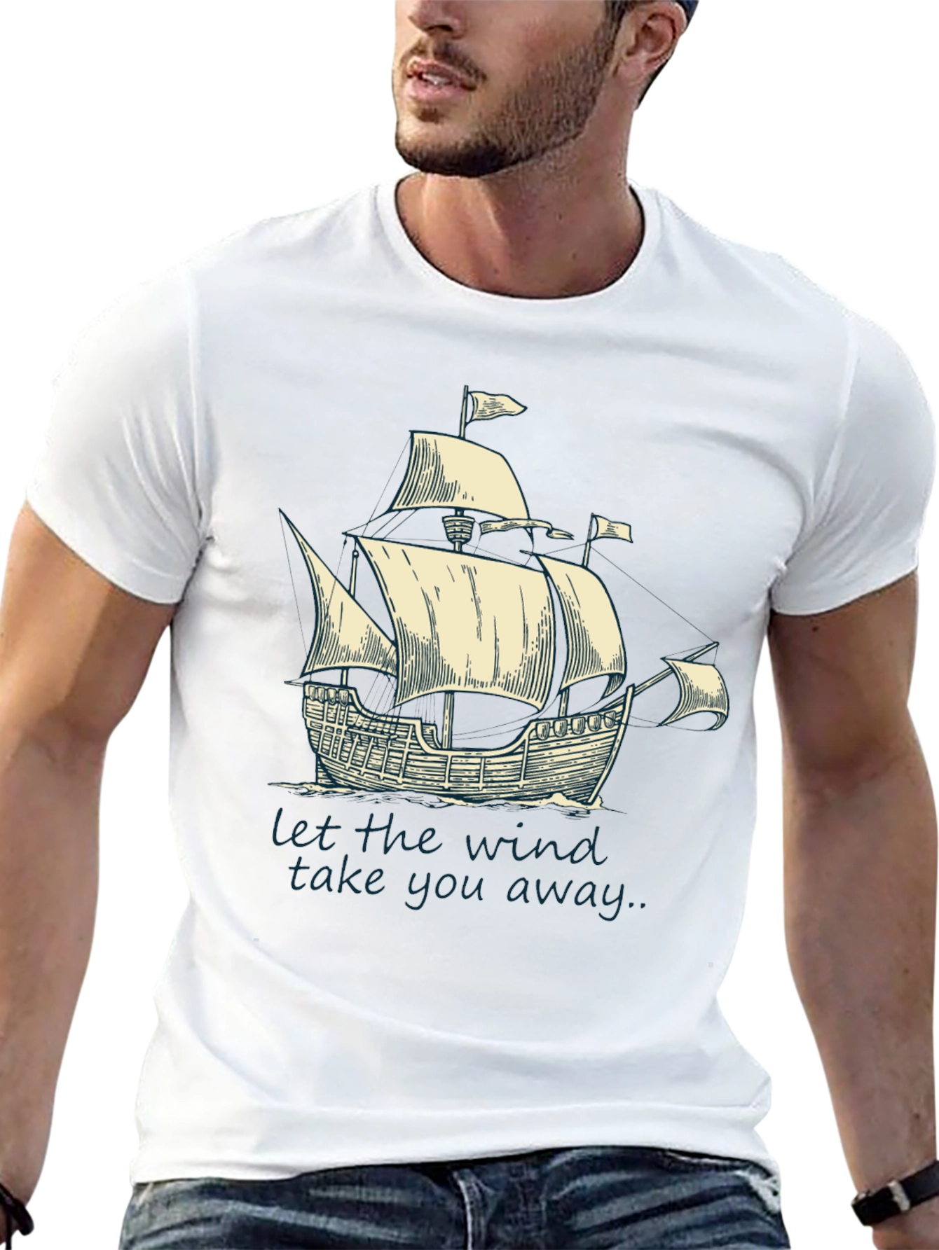 Nautical Sailboat T-Shirt: Let The Wind Take You Away