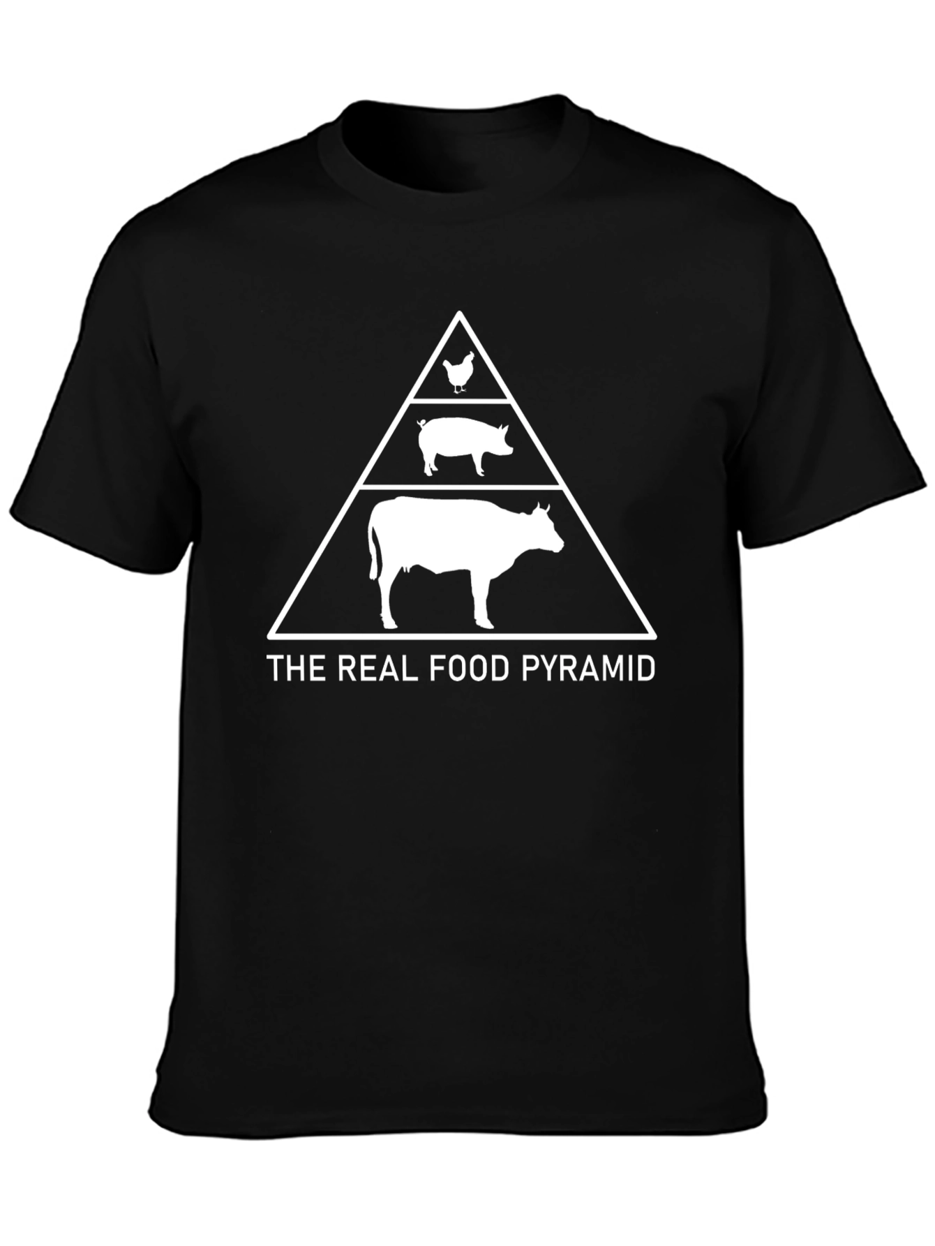 The Real Food Pyramid Black T-Shirt