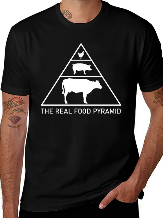 The Real Food Pyramid Black T-Shirt