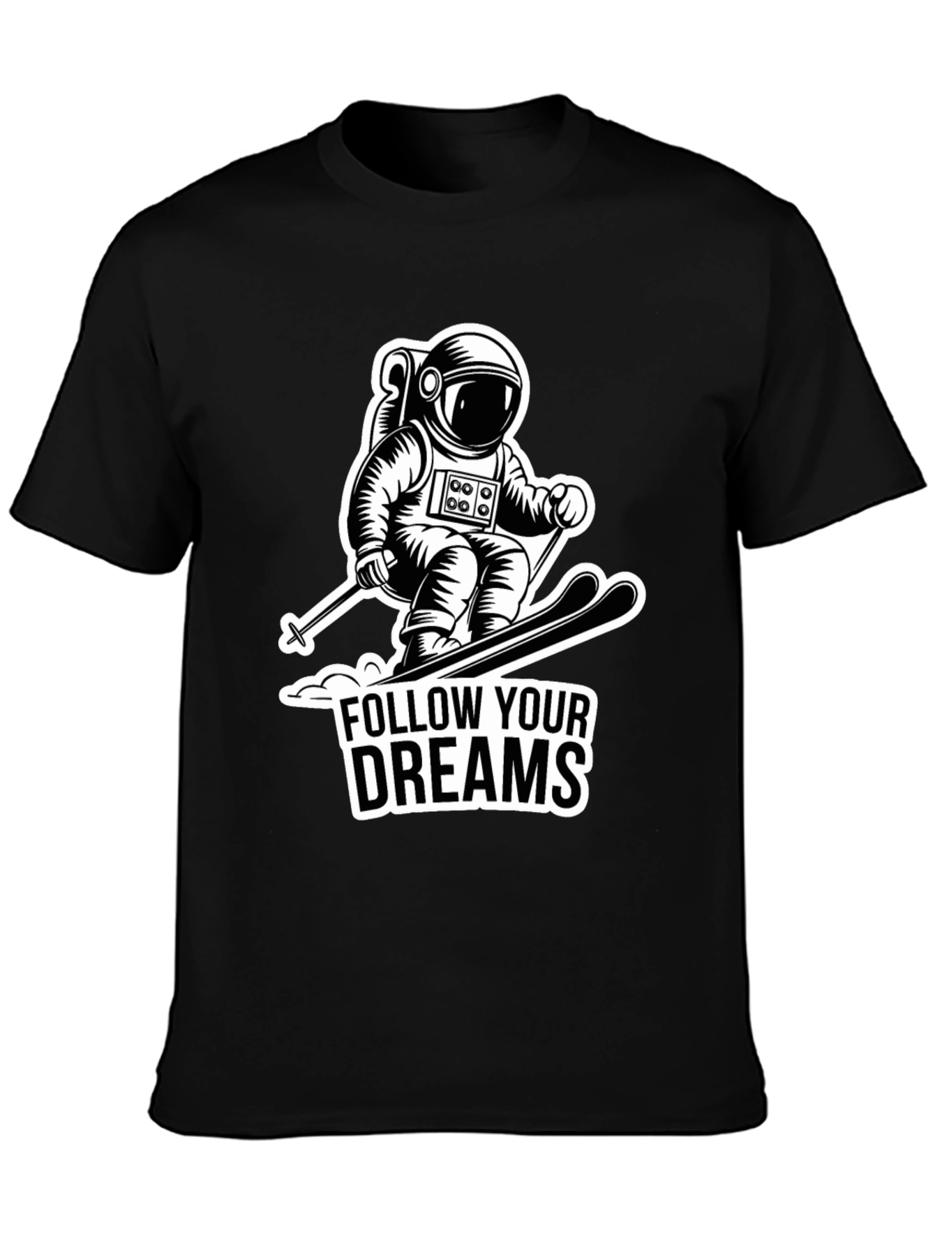 Astronaut Skiing Graphic Tee - Follow Your Dreams