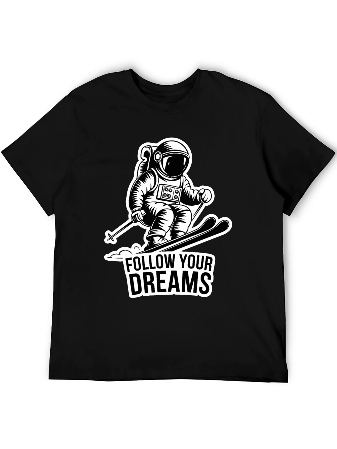 Astronaut Skiing Graphic Tee - Follow Your Dreams