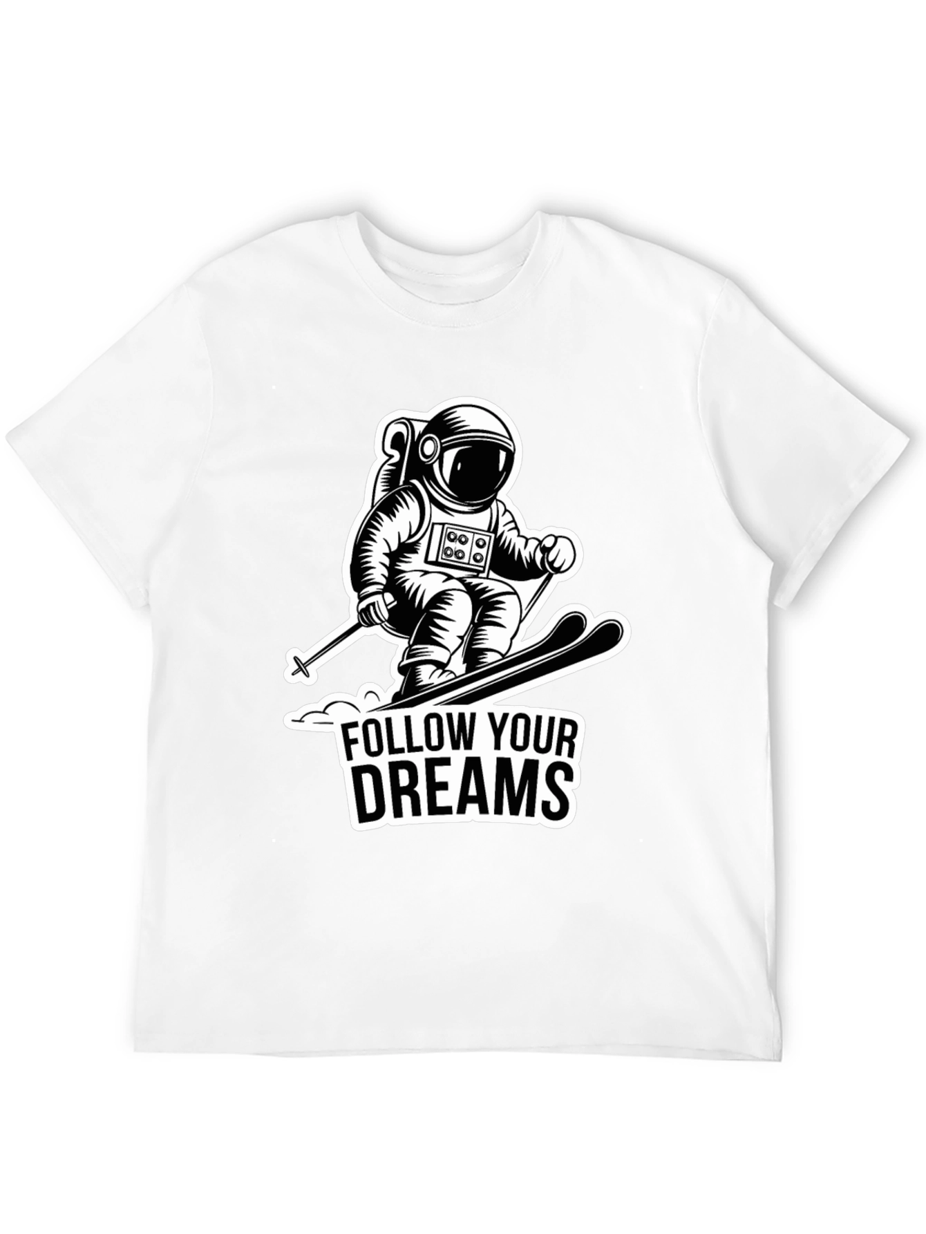 Astronaut Skiing Graphic Tee - Follow Your Dreams