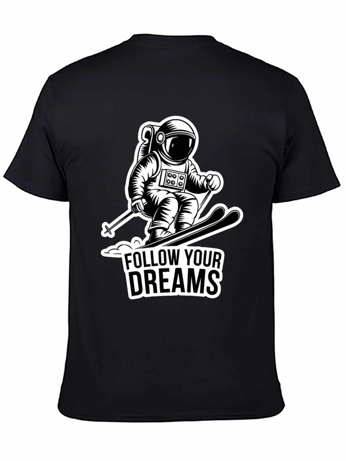 Astronaut Skiing Graphic Tee - Follow Your Dreams