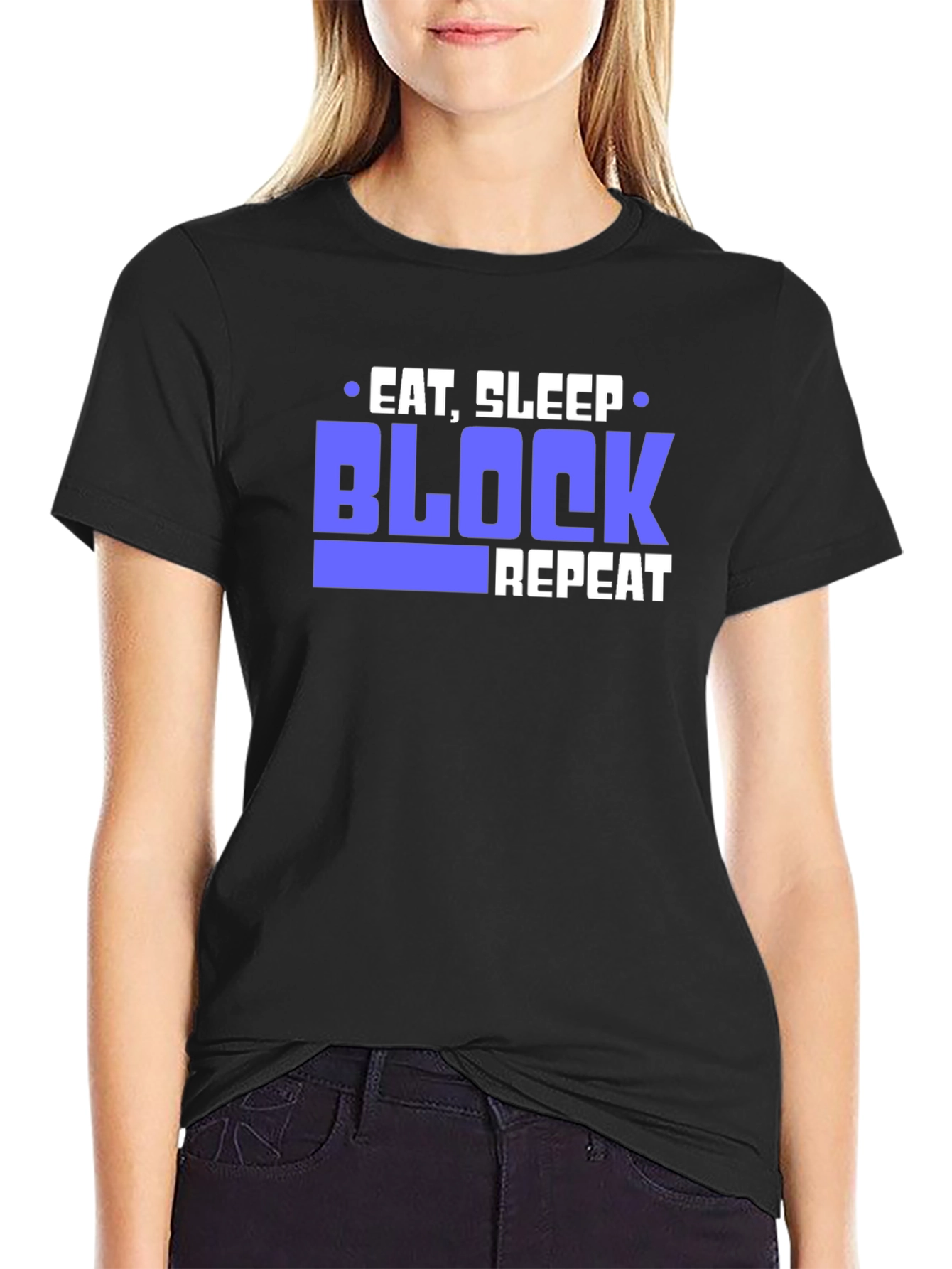 Eat Sleep Block Repeat Black T-Shirt