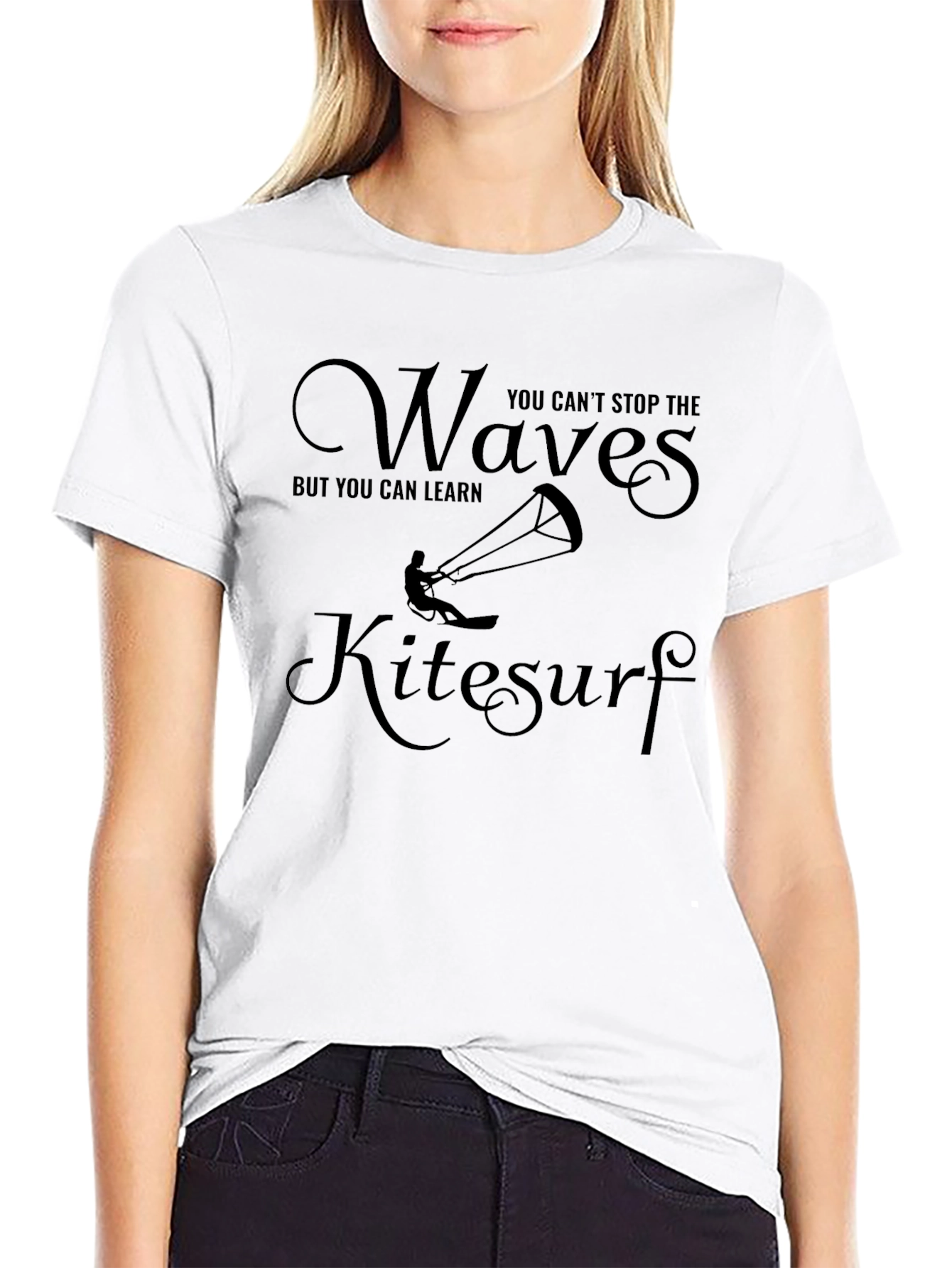 Kitesurf Waves Graphic T-Shirt - Black