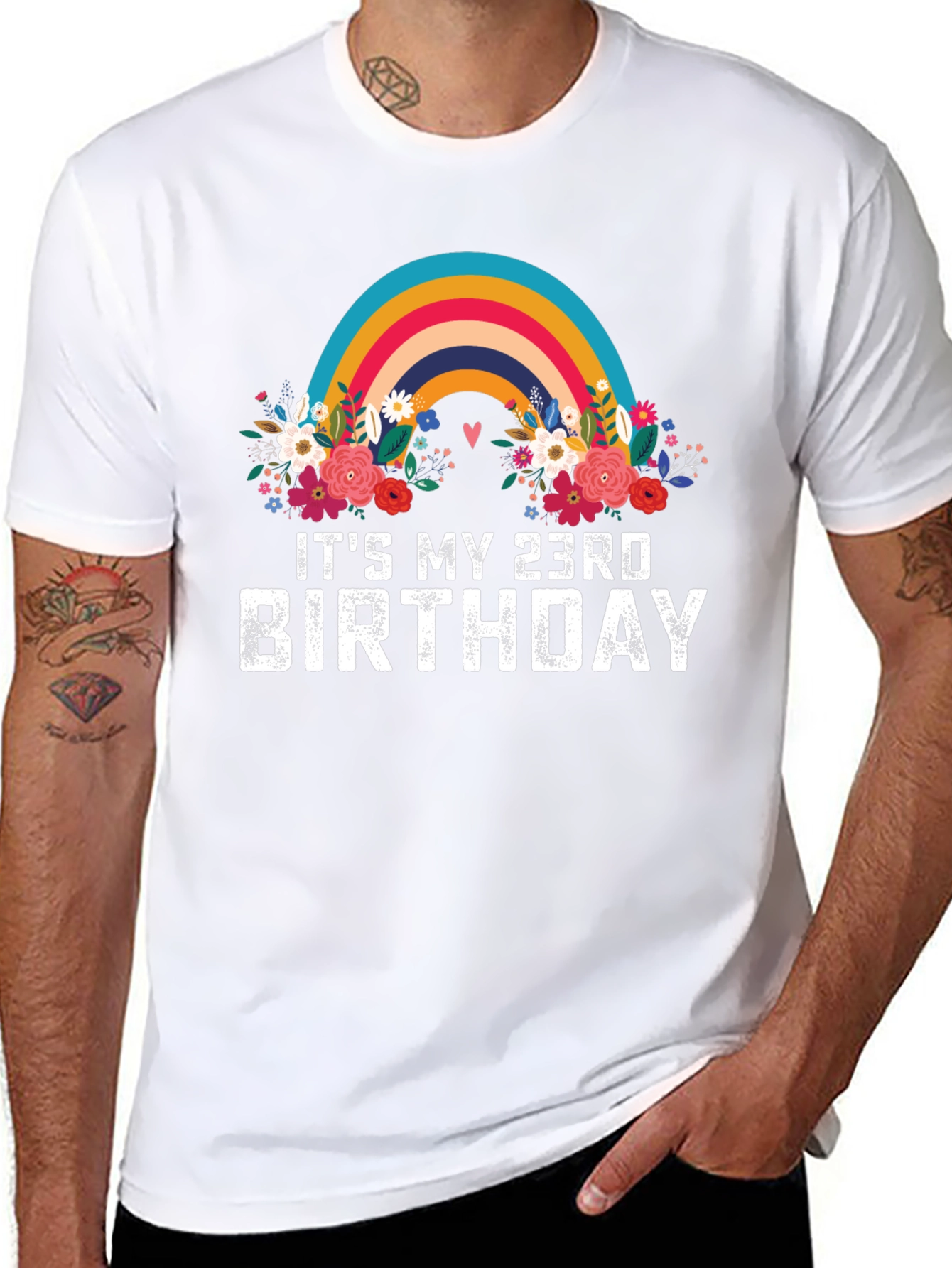 23rd Birthday Rainbow Floral T-Shirt