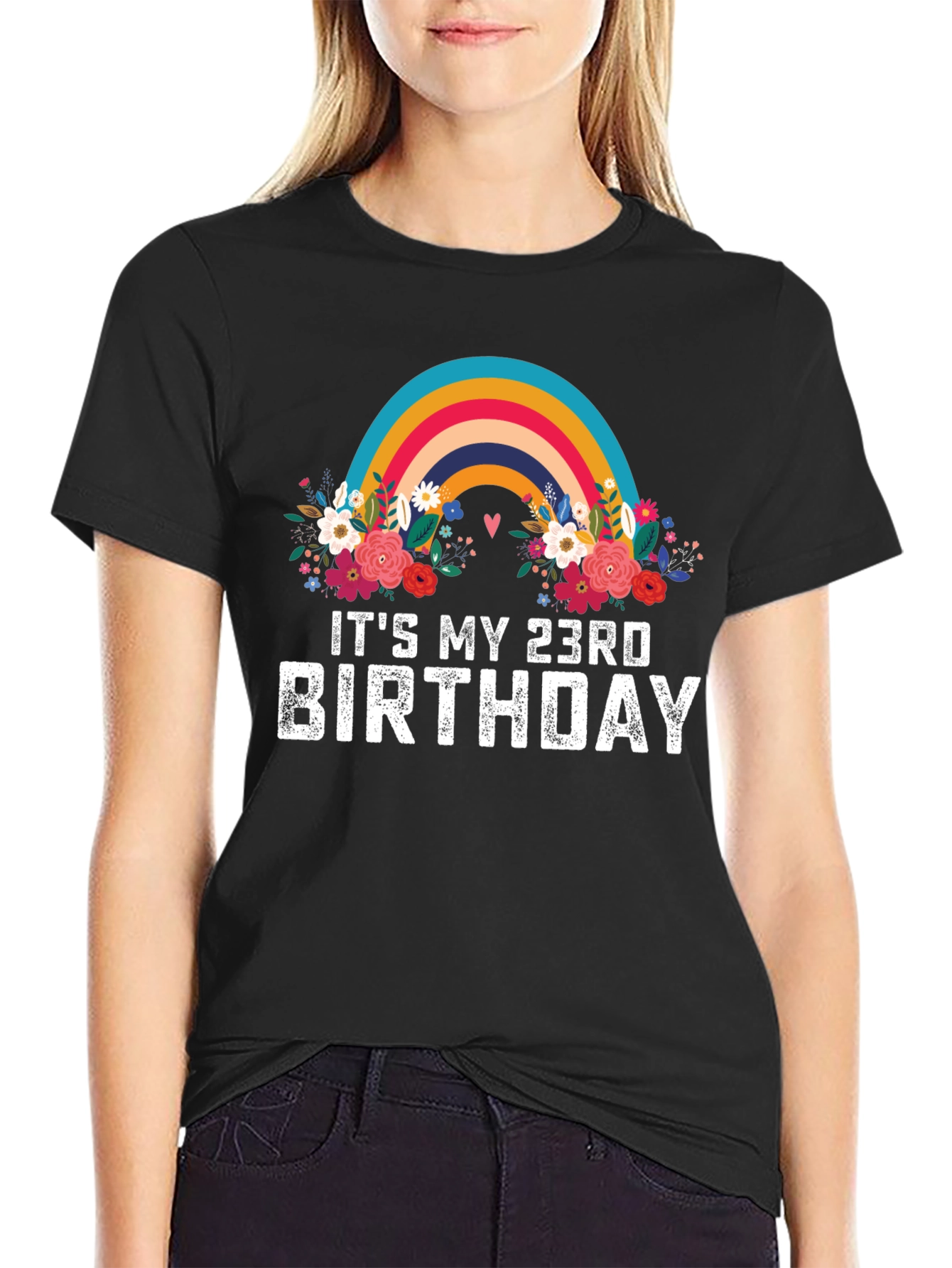 23rd Birthday Rainbow Floral T-Shirt