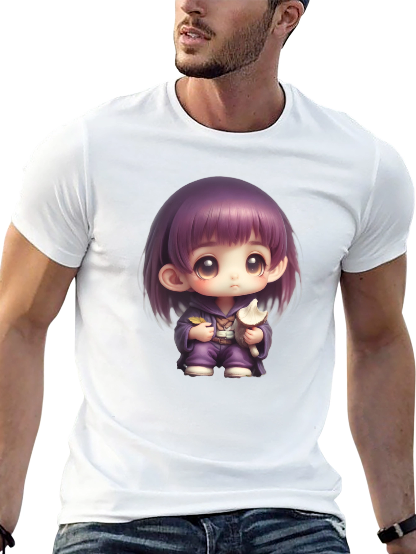 Anime Girl Graphic T-Shirt - Black