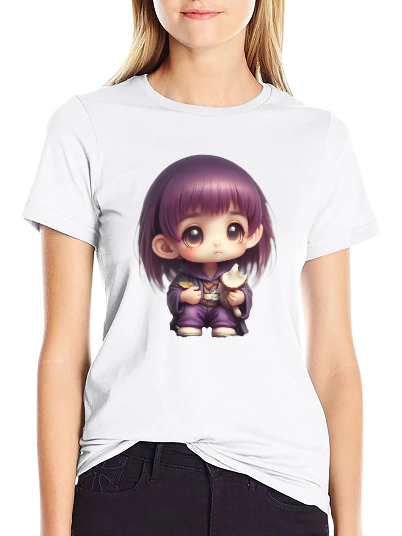 Anime Girl Graphic T-Shirt - Black