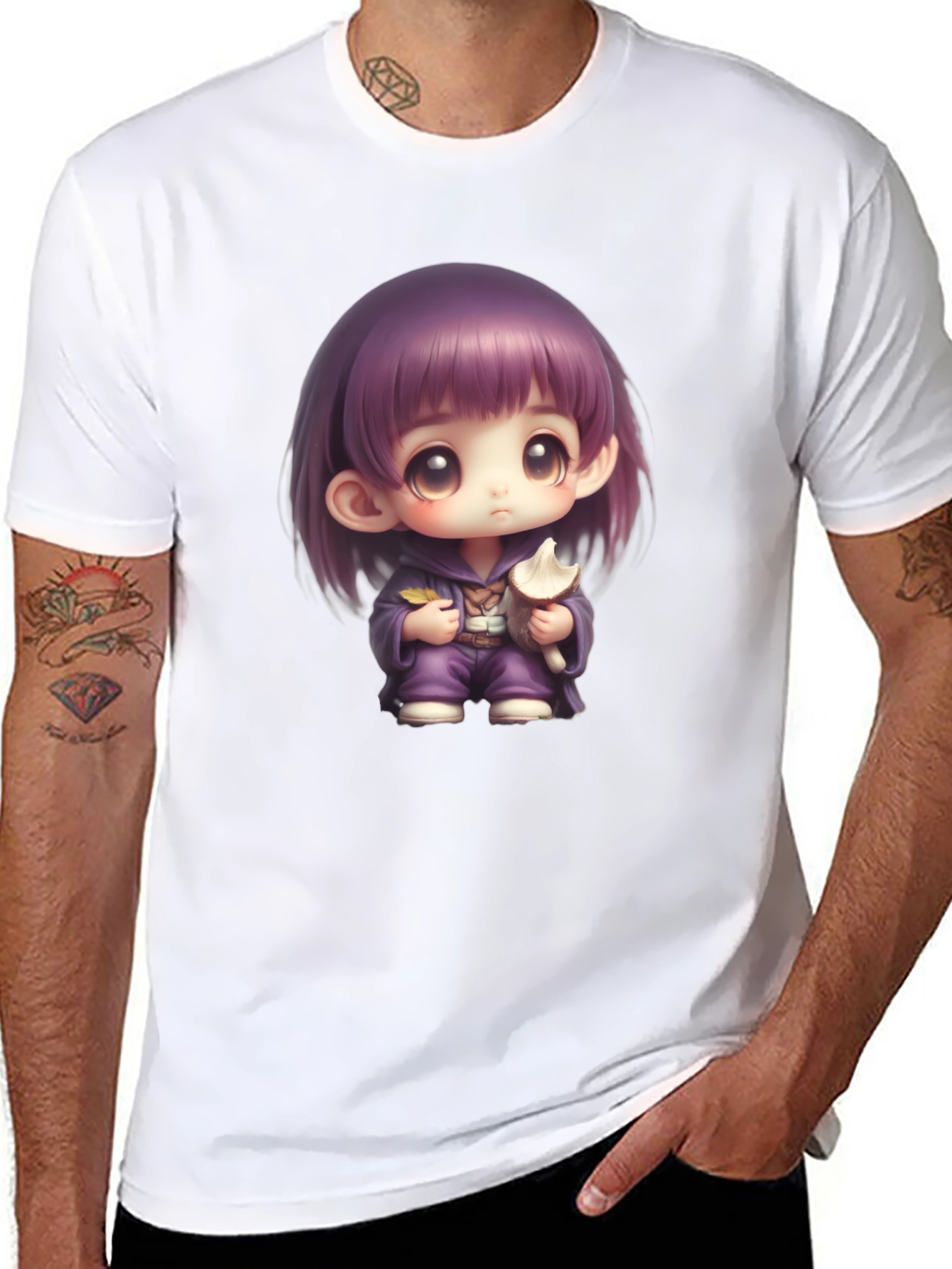 Anime Girl Graphic T-Shirt - Black