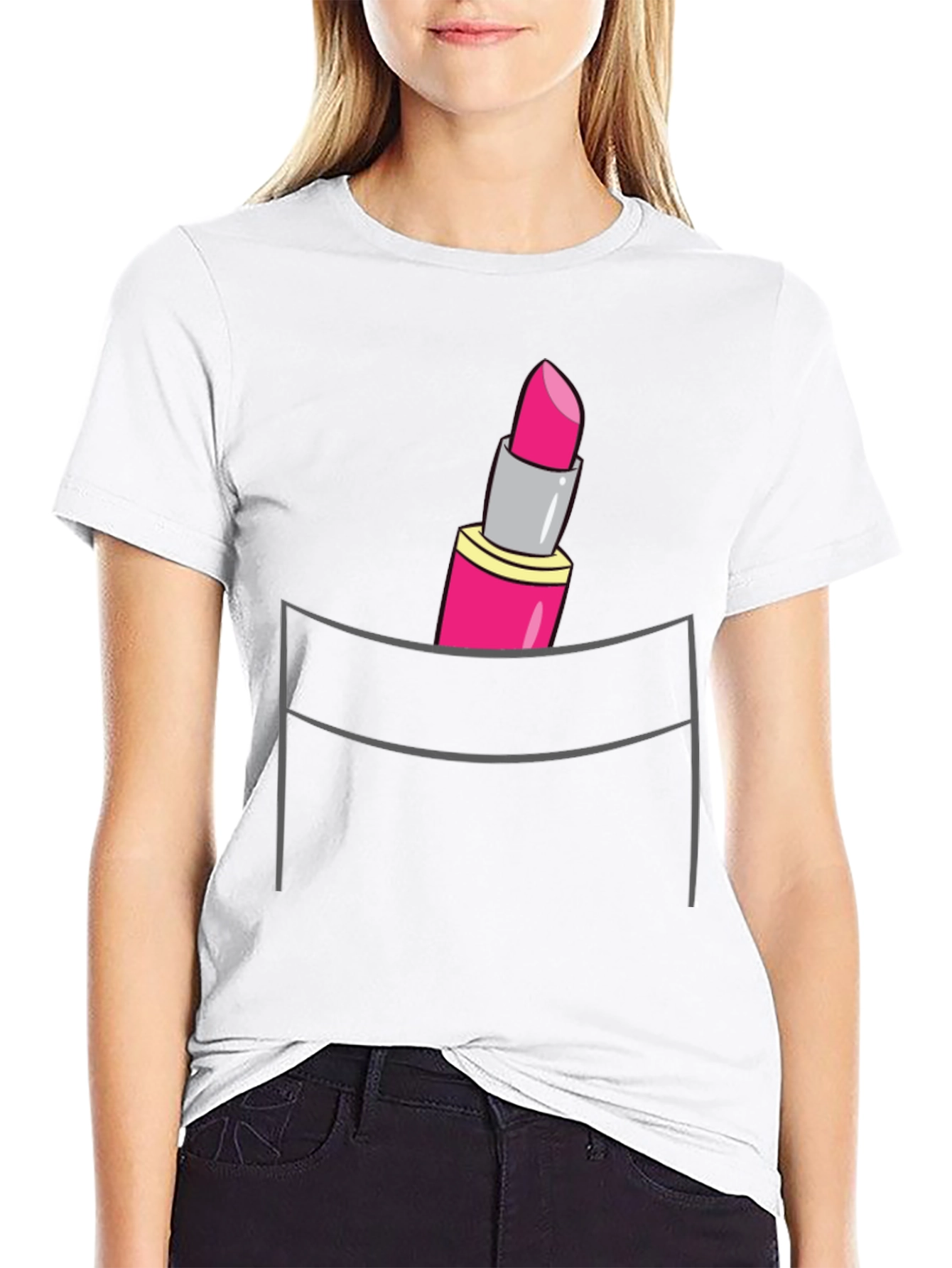 Lipstick Pocket T-Shirt - Trendy Graphic Tee