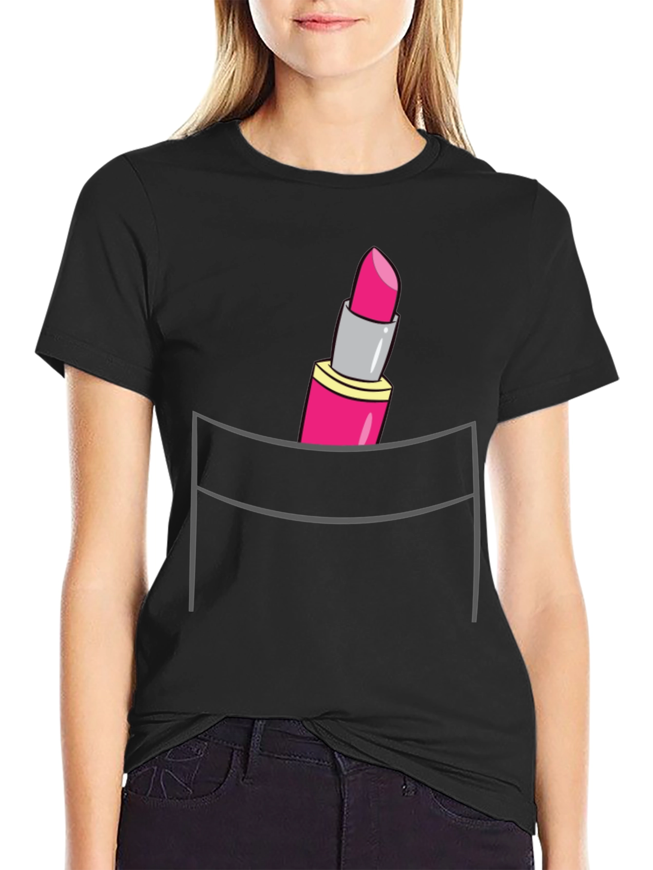 Lipstick Pocket T-Shirt - Trendy Graphic Tee