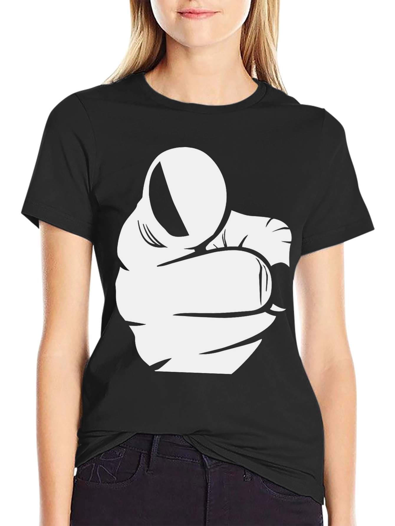 Pointing Finger Graphic Black T-Shirt