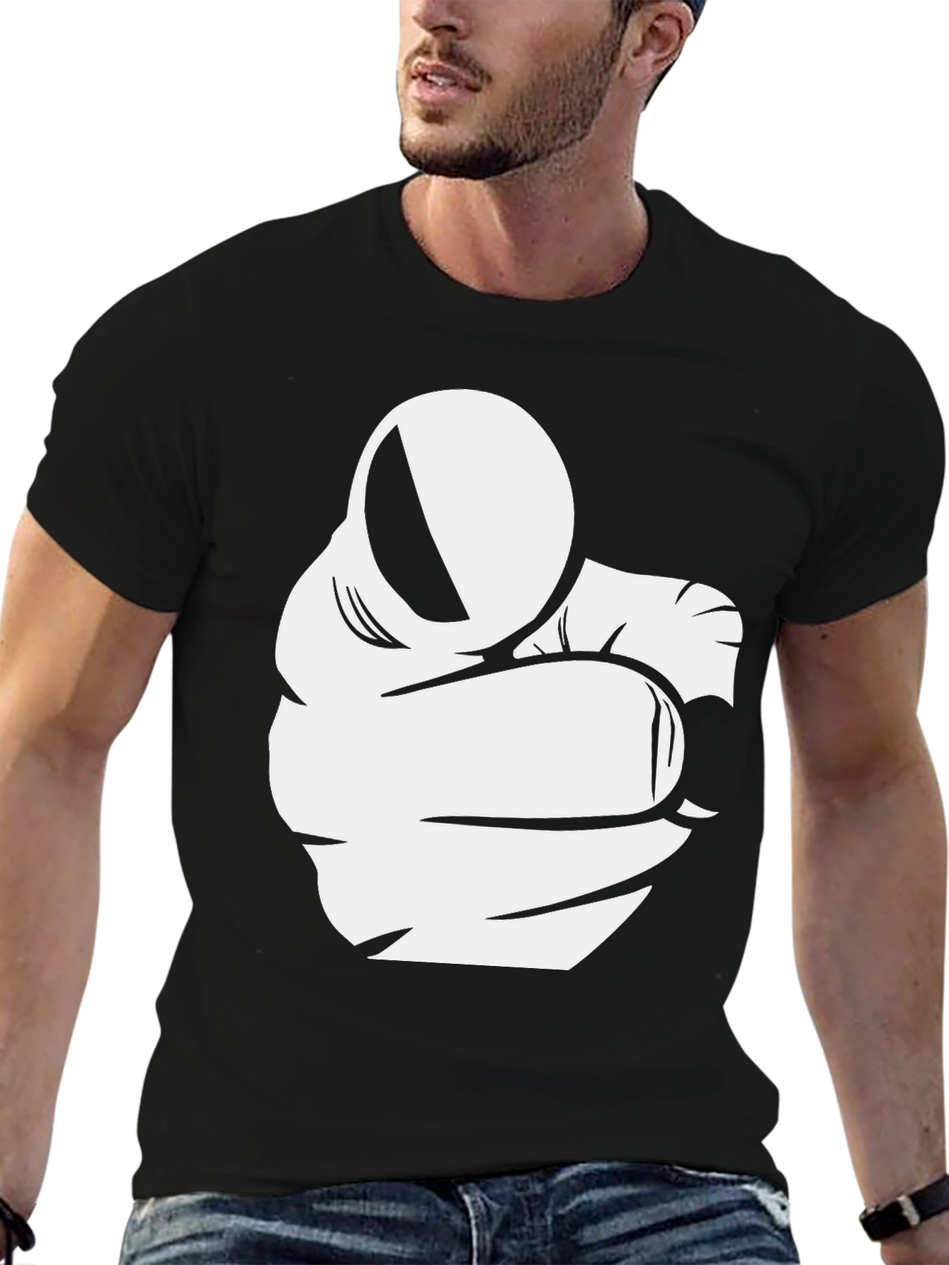 Pointing Finger Graphic Black T-Shirt