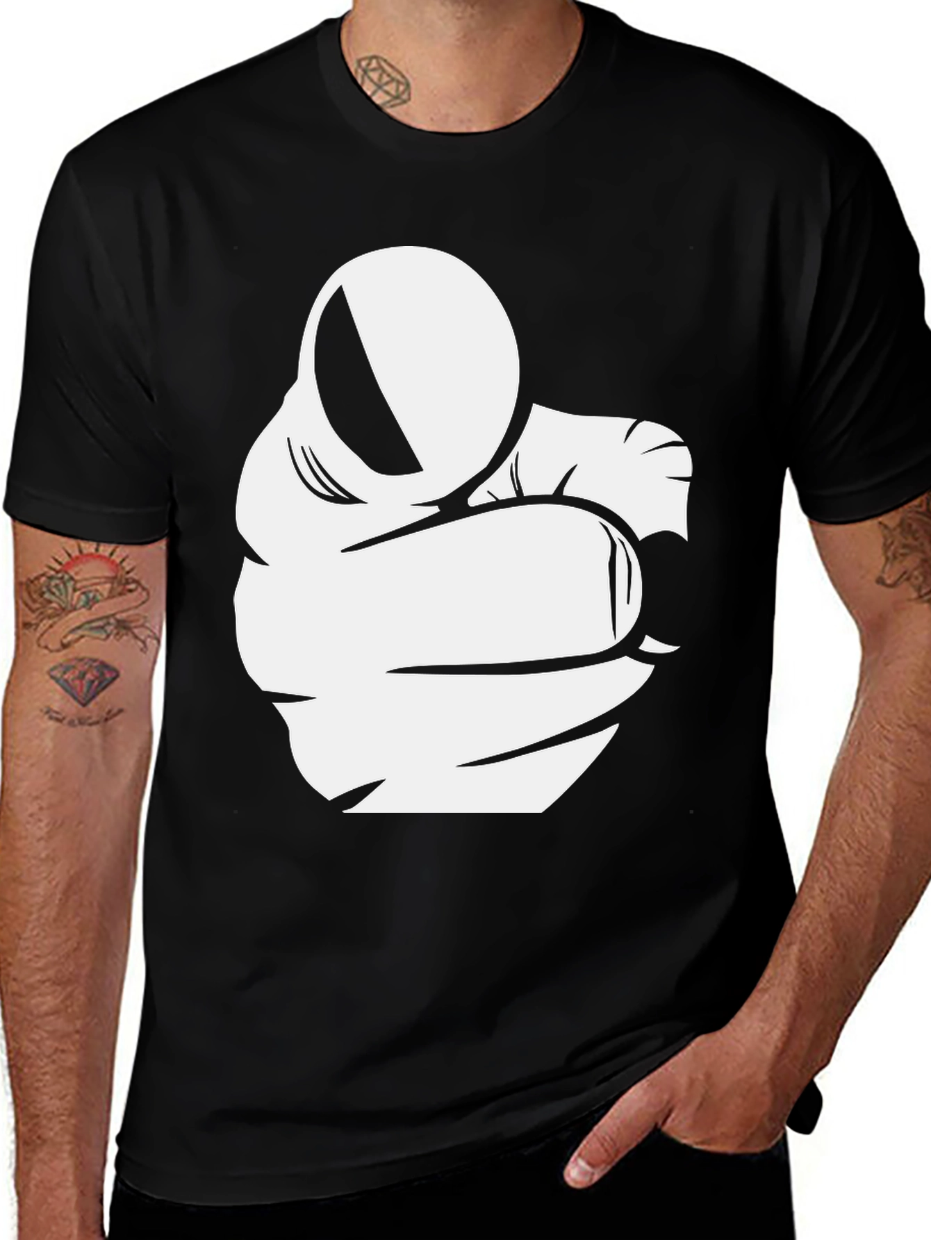Pointing Finger Graphic Black T-Shirt