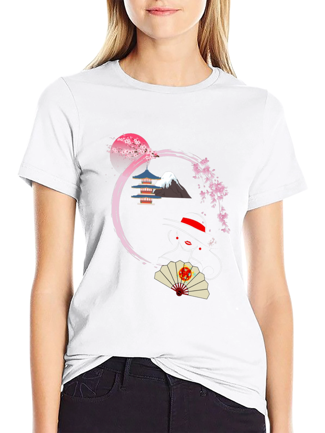 Japanese Sakura T-Shirt - Mount Fuji Design