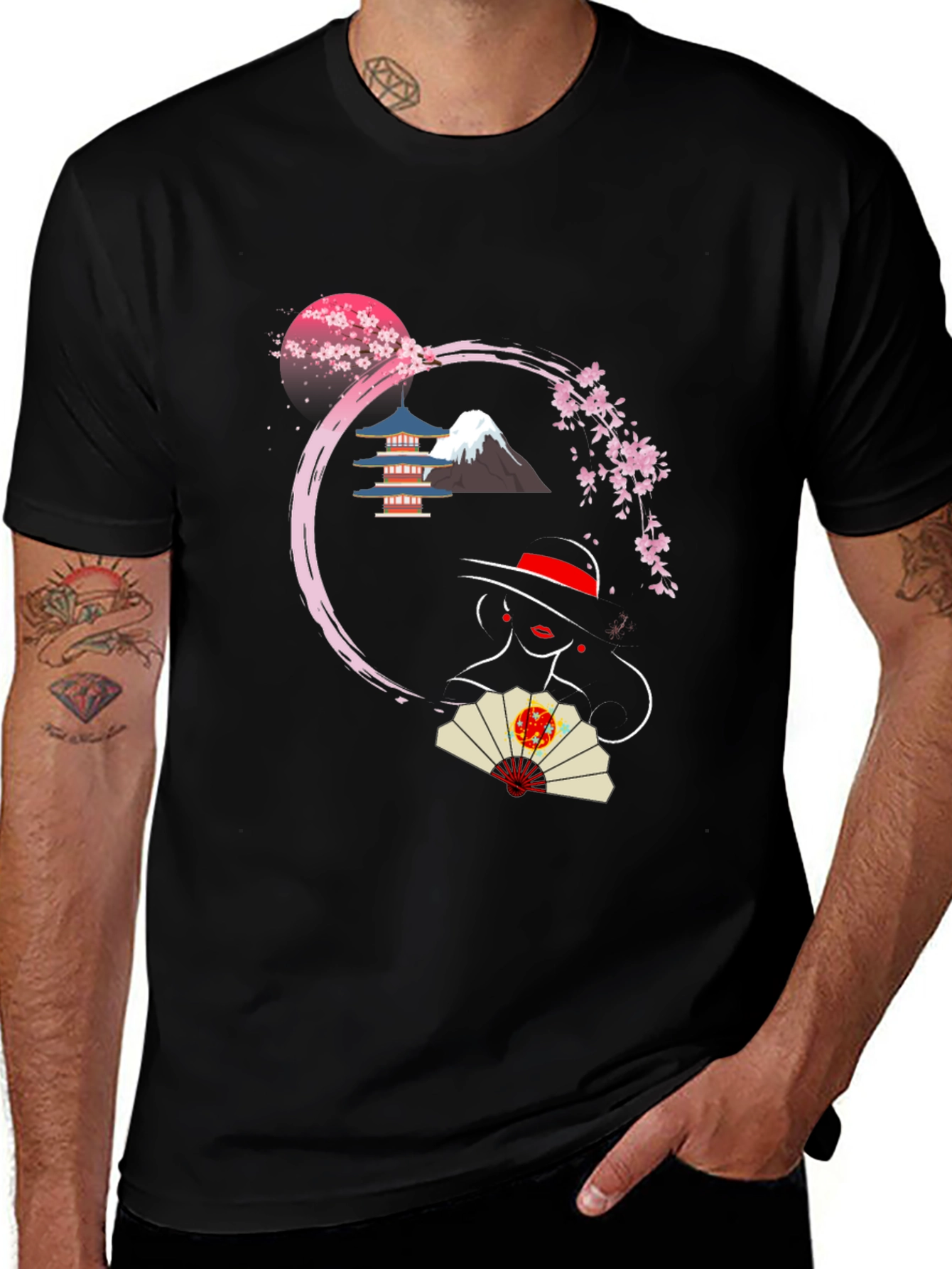 Japanese Sakura T-Shirt - Mount Fuji Design