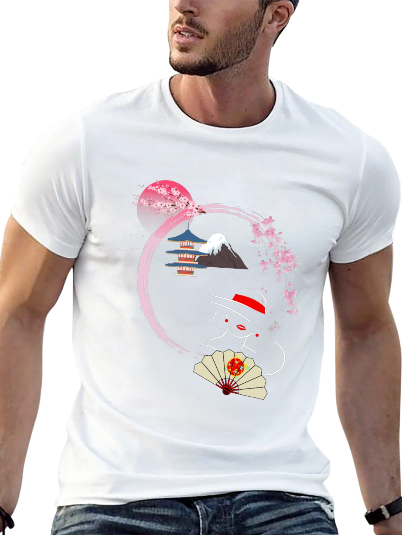 Japanese Sakura T-Shirt - Mount Fuji Design
