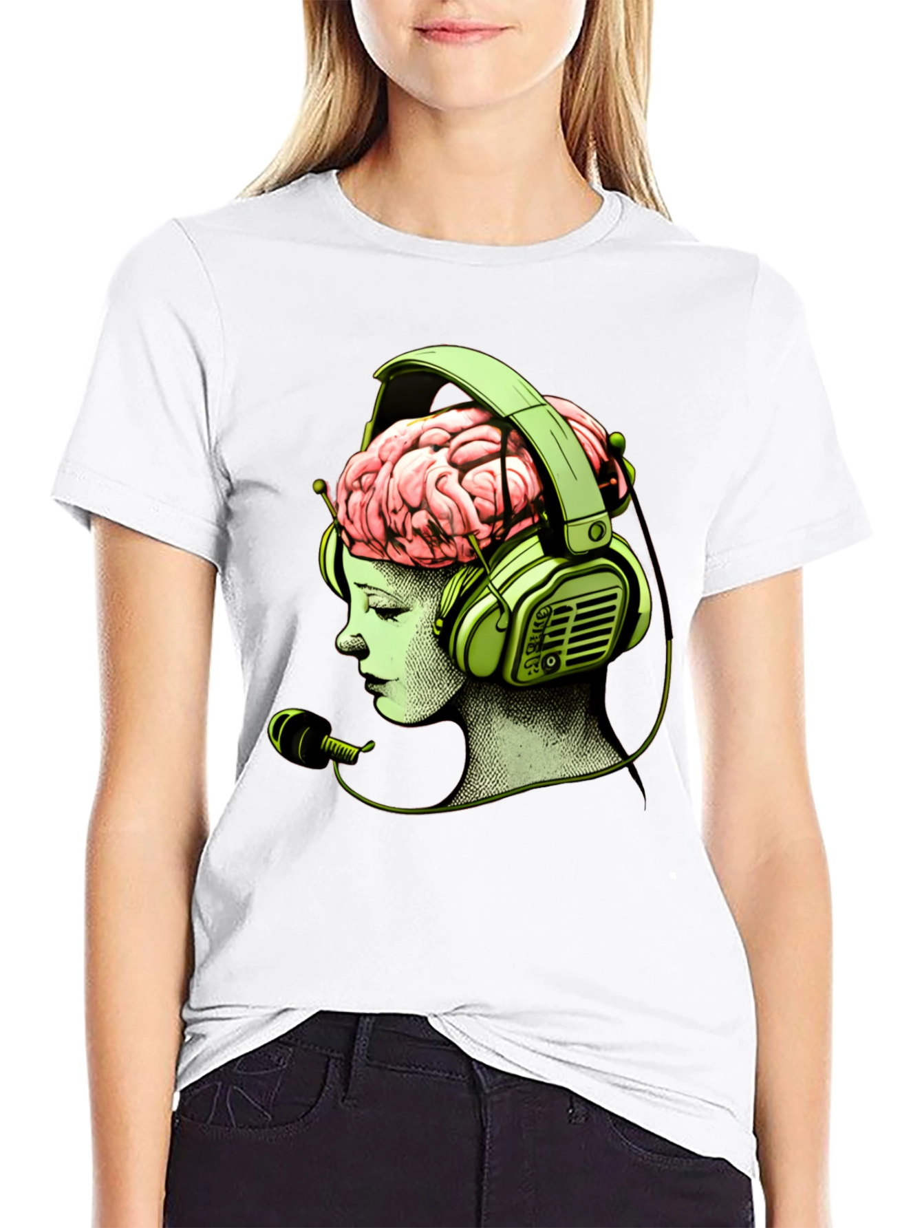 Brain in Headphones Graphic T-Shirt