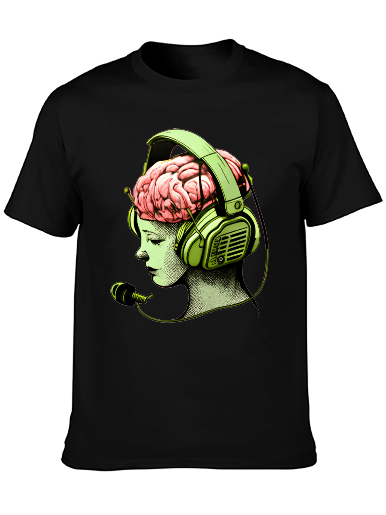 Brain in Headphones Graphic T-Shirt