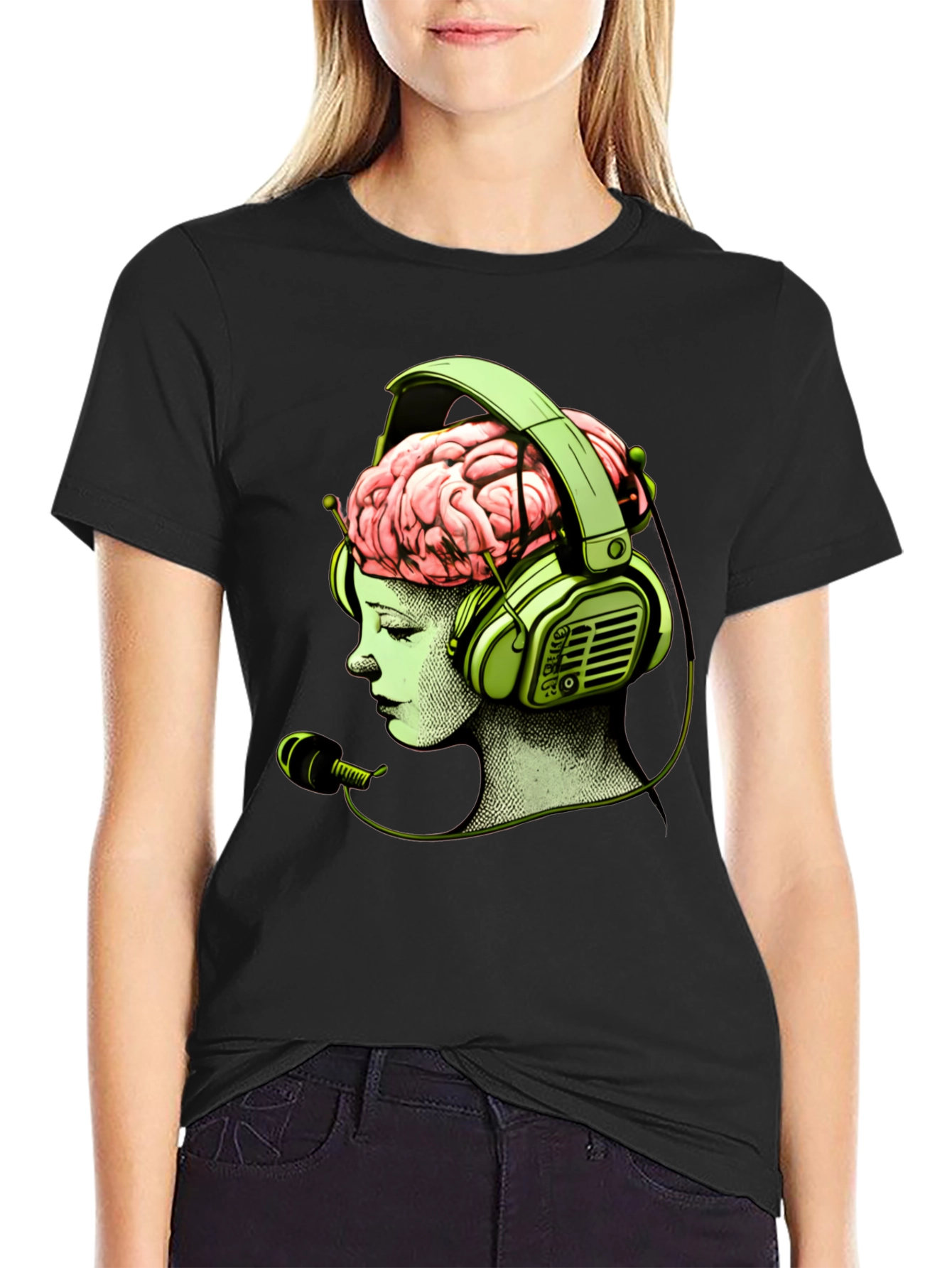 Brain in Headphones Graphic T-Shirt