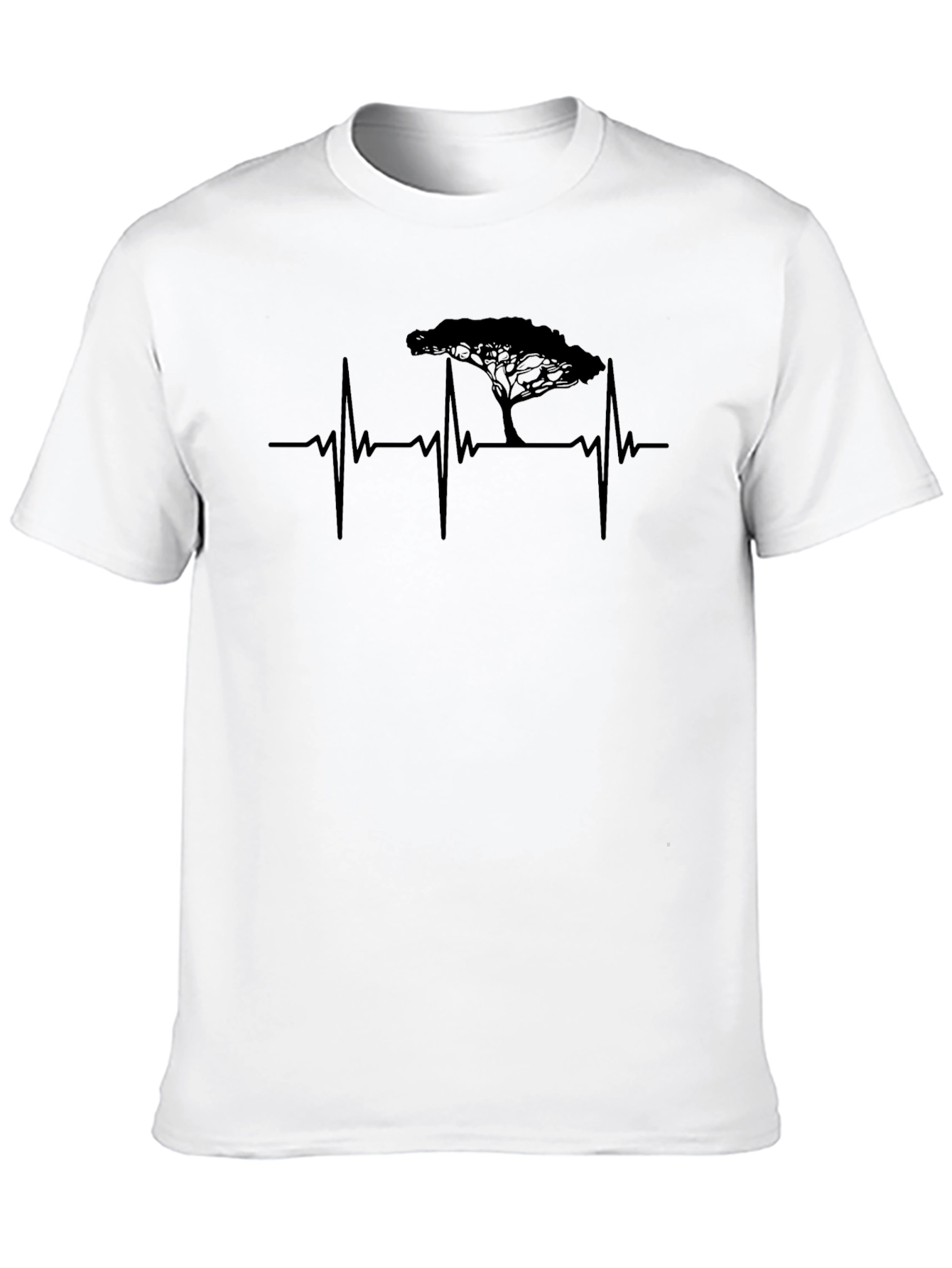 Heartbeat Tree Graphic Tee - Black Unisex T-Shirt