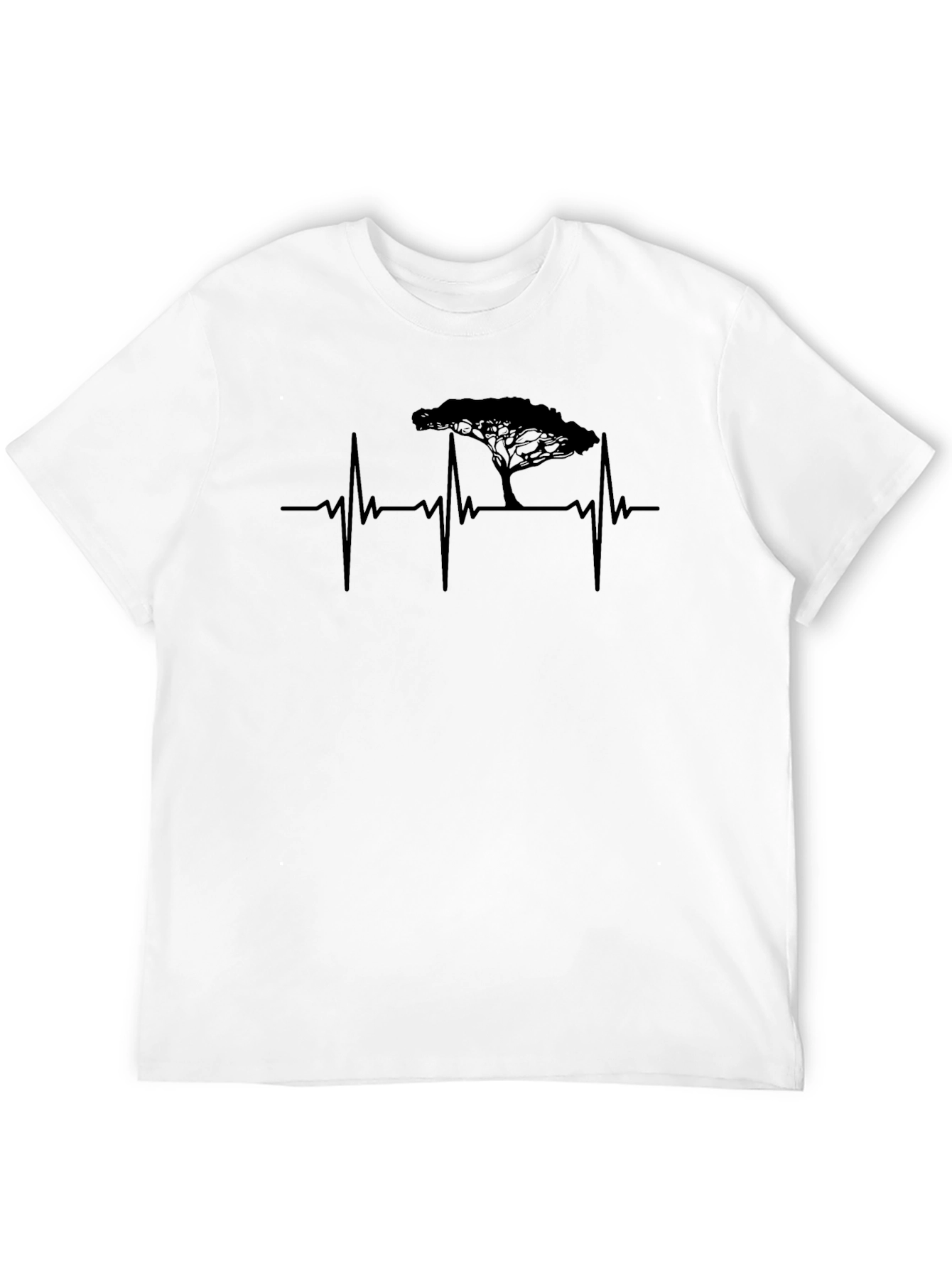 Heartbeat Tree Graphic Tee - Black Unisex T-Shirt