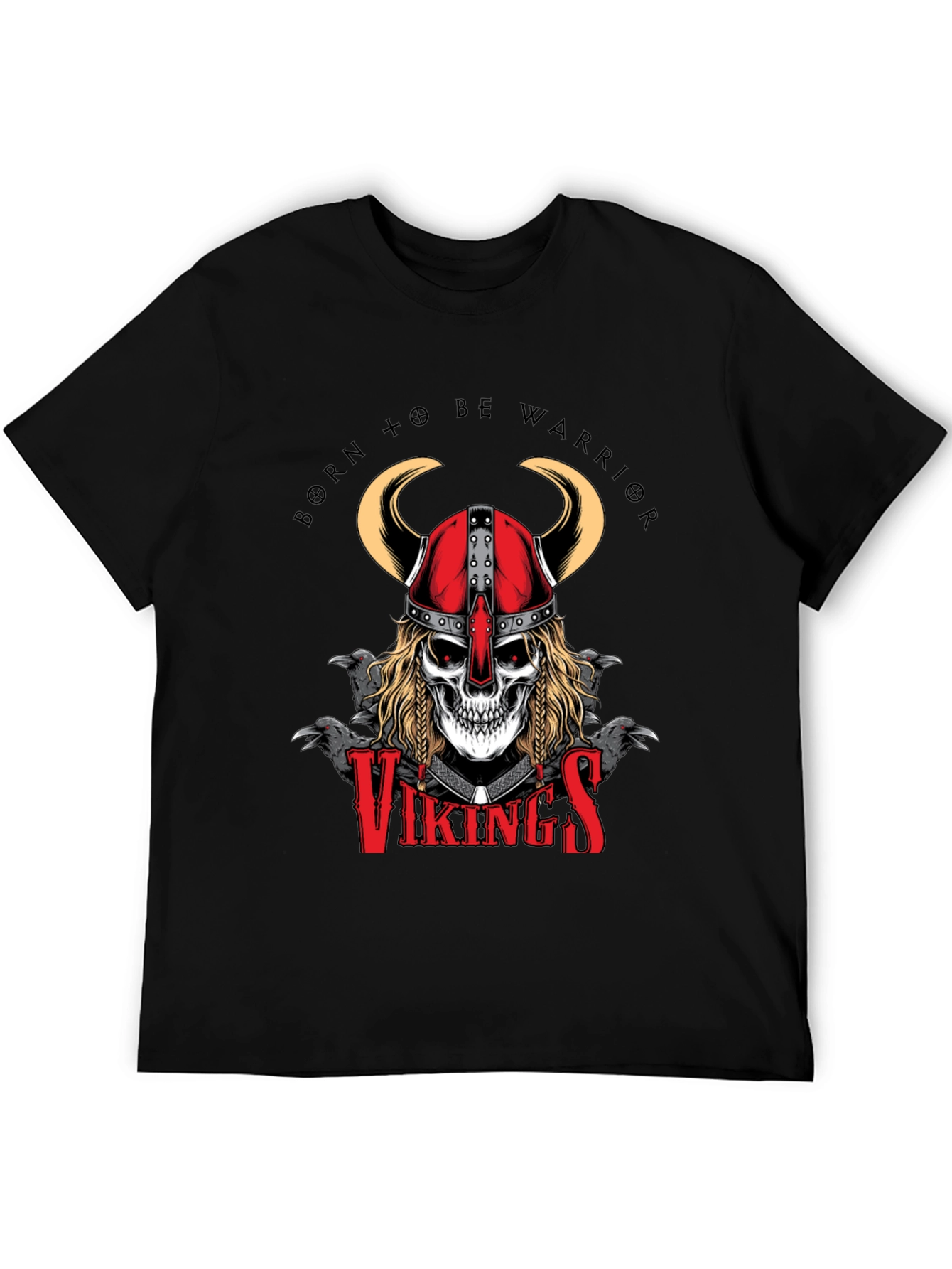 Viking Warrior Skull Graphic T-Shirt