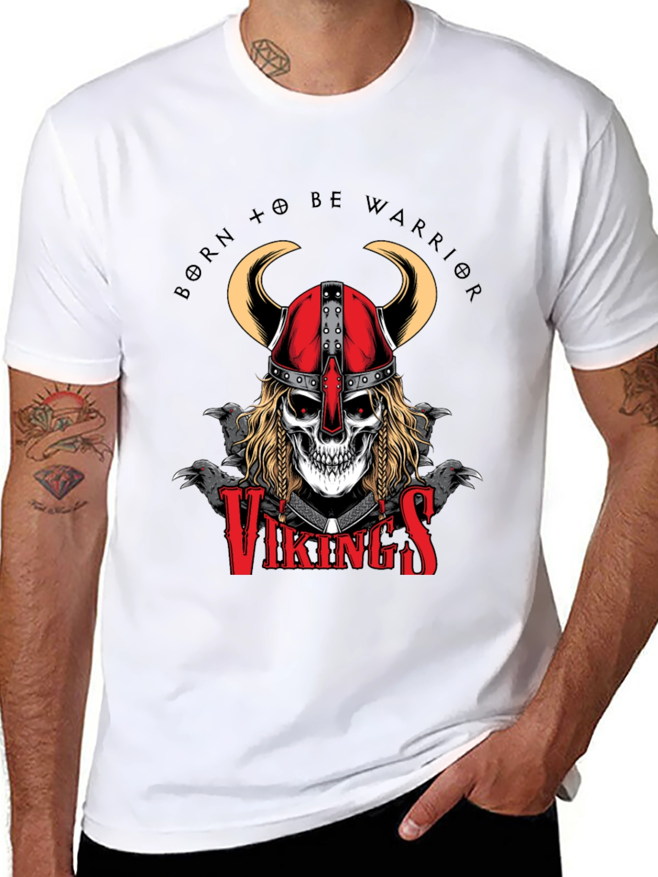 Viking Warrior Skull Graphic T-Shirt