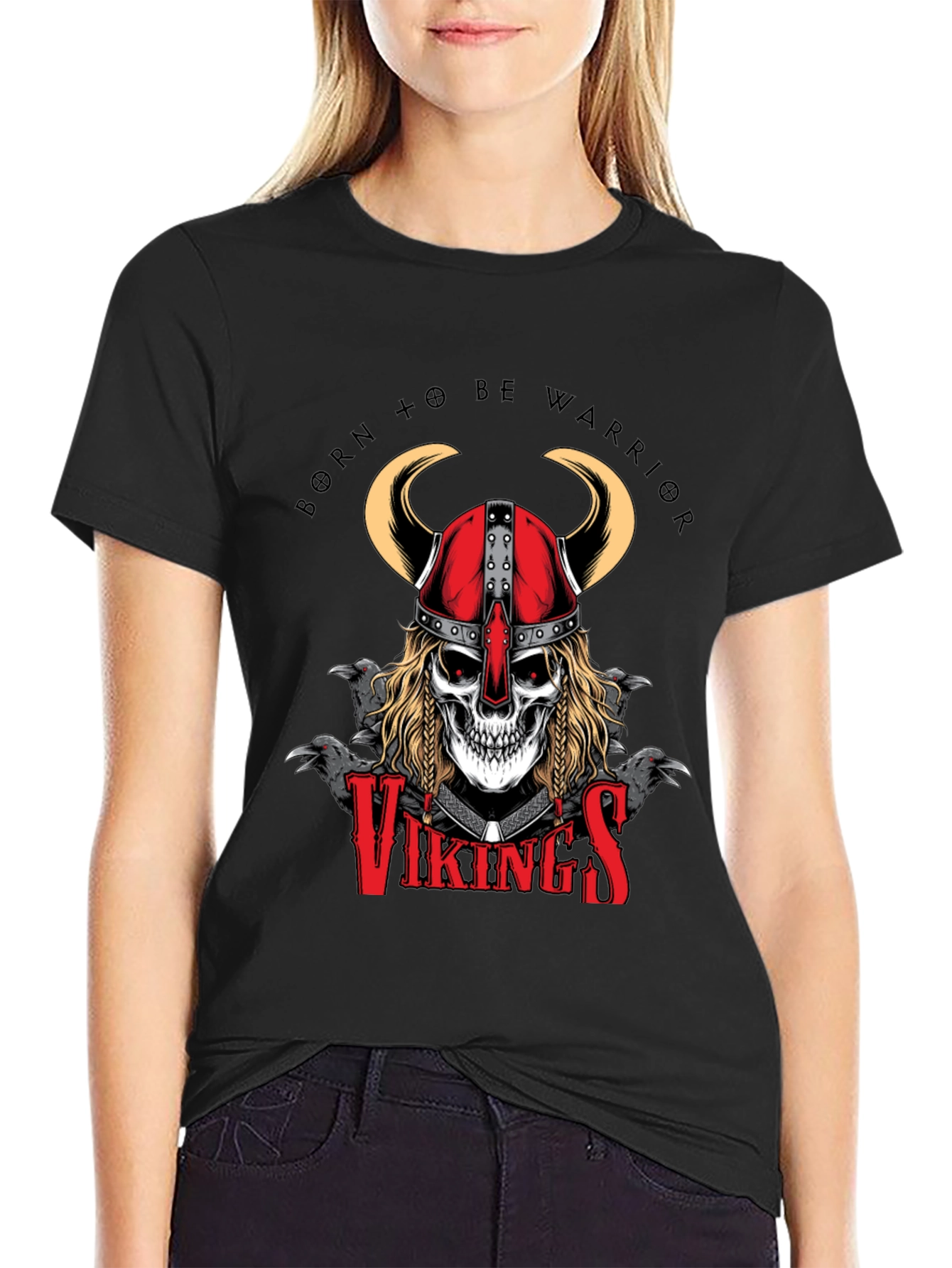 Viking Warrior Skull Graphic T-Shirt
