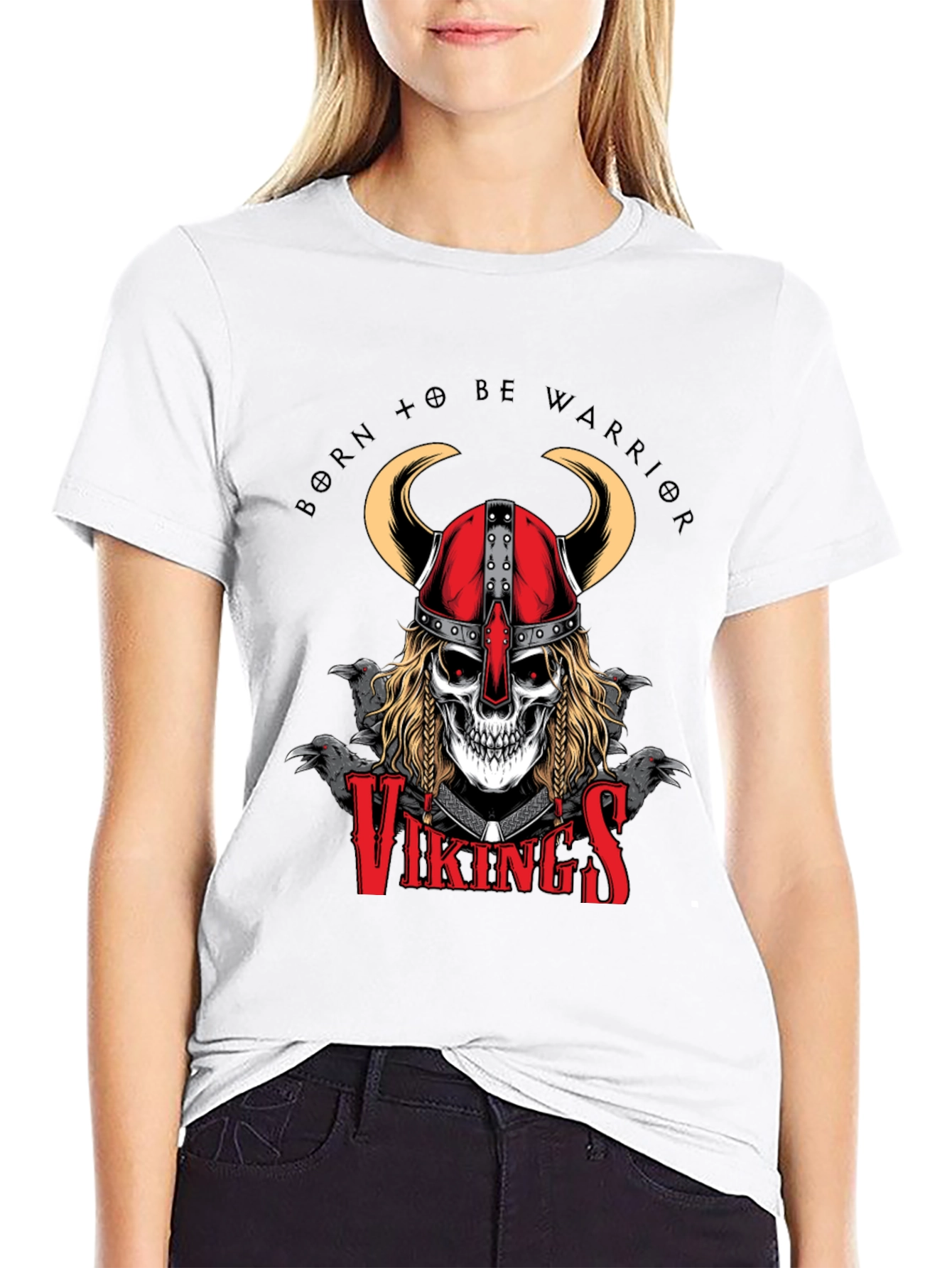 Viking Warrior Skull Graphic T-Shirt