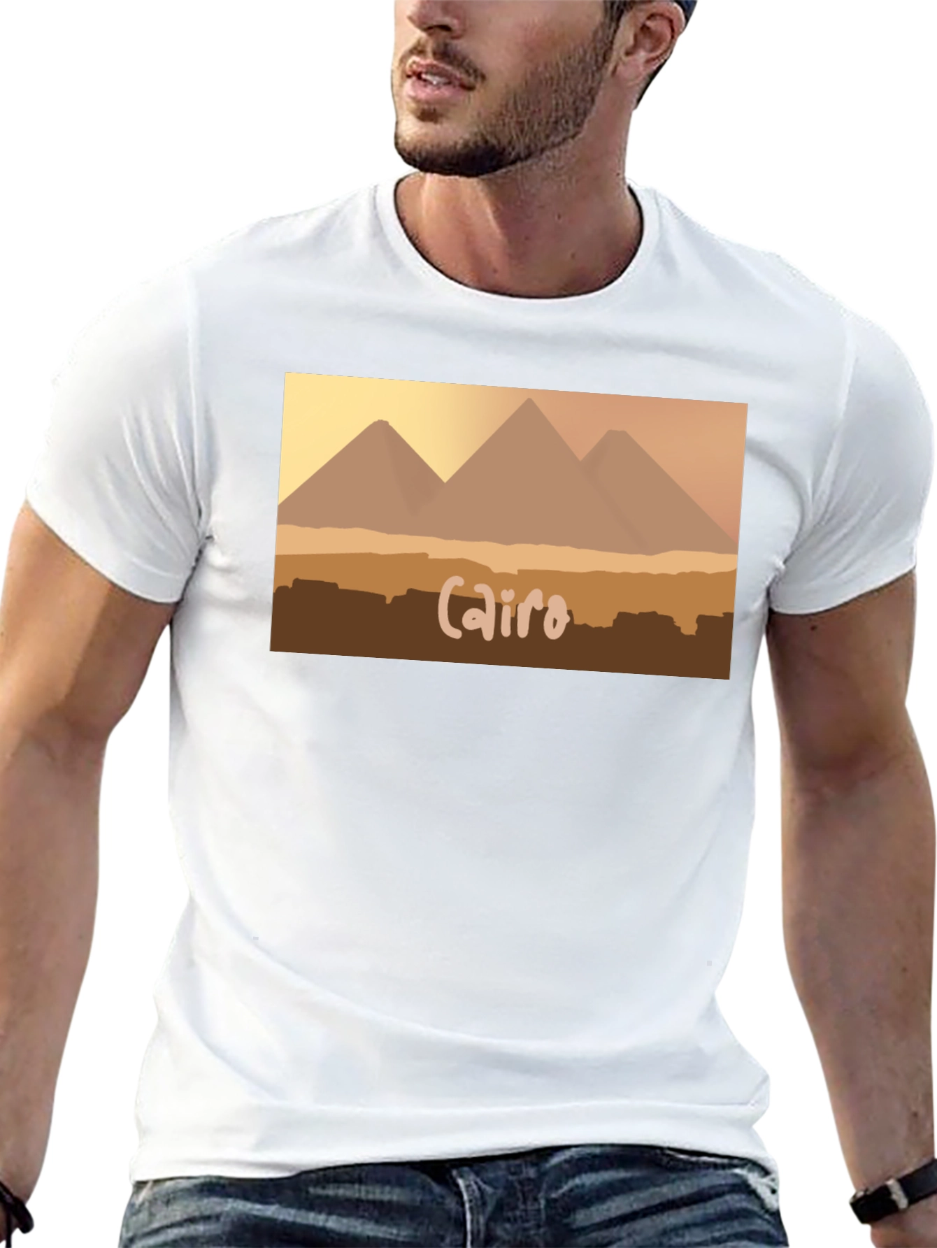 Cairo Pyramids Graphic Tee - Black Cotton T-Shirt