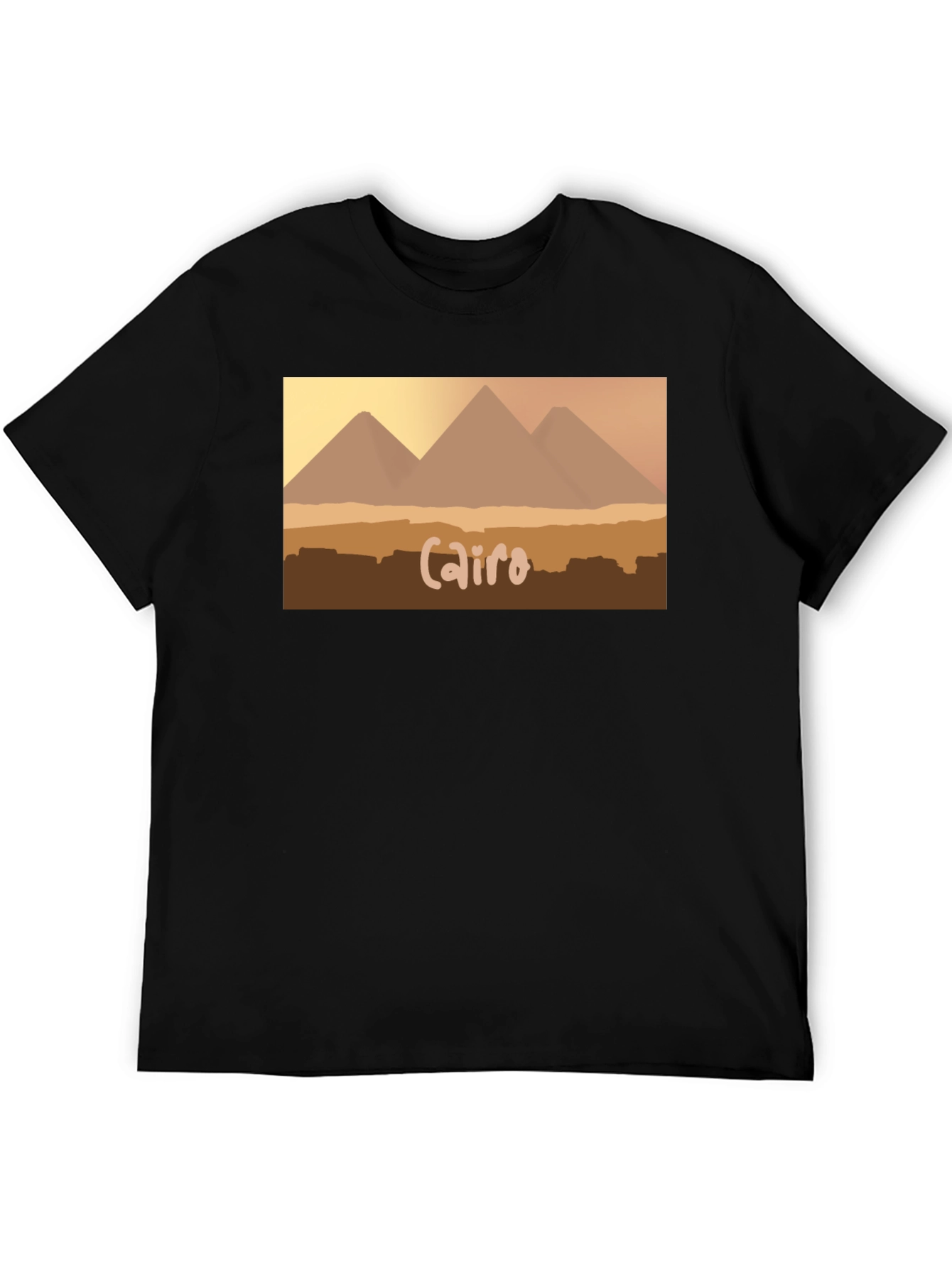 Cairo Pyramids Graphic Tee - Black Cotton T-Shirt