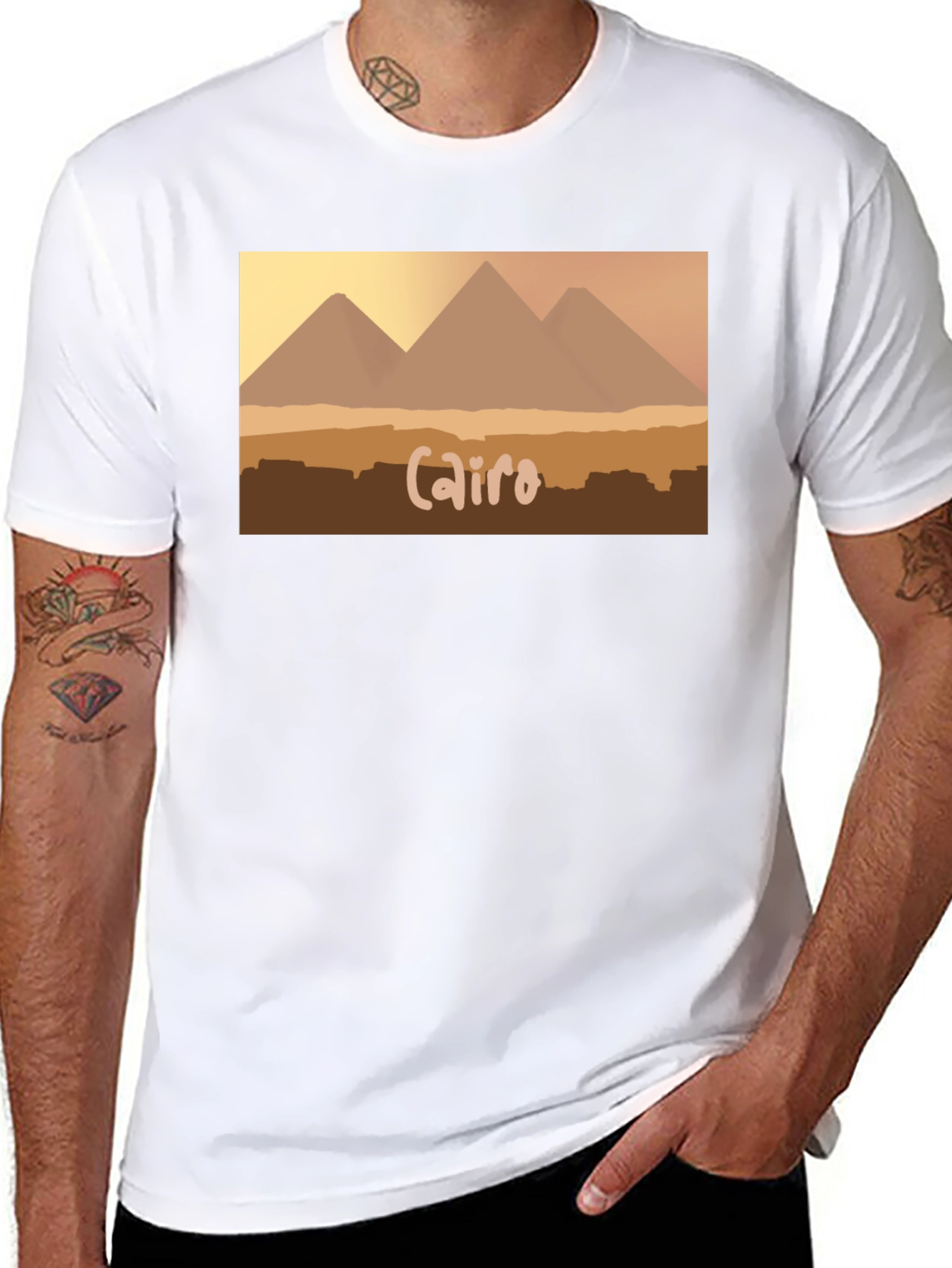 Cairo Pyramids Graphic Tee - Black Cotton T-Shirt