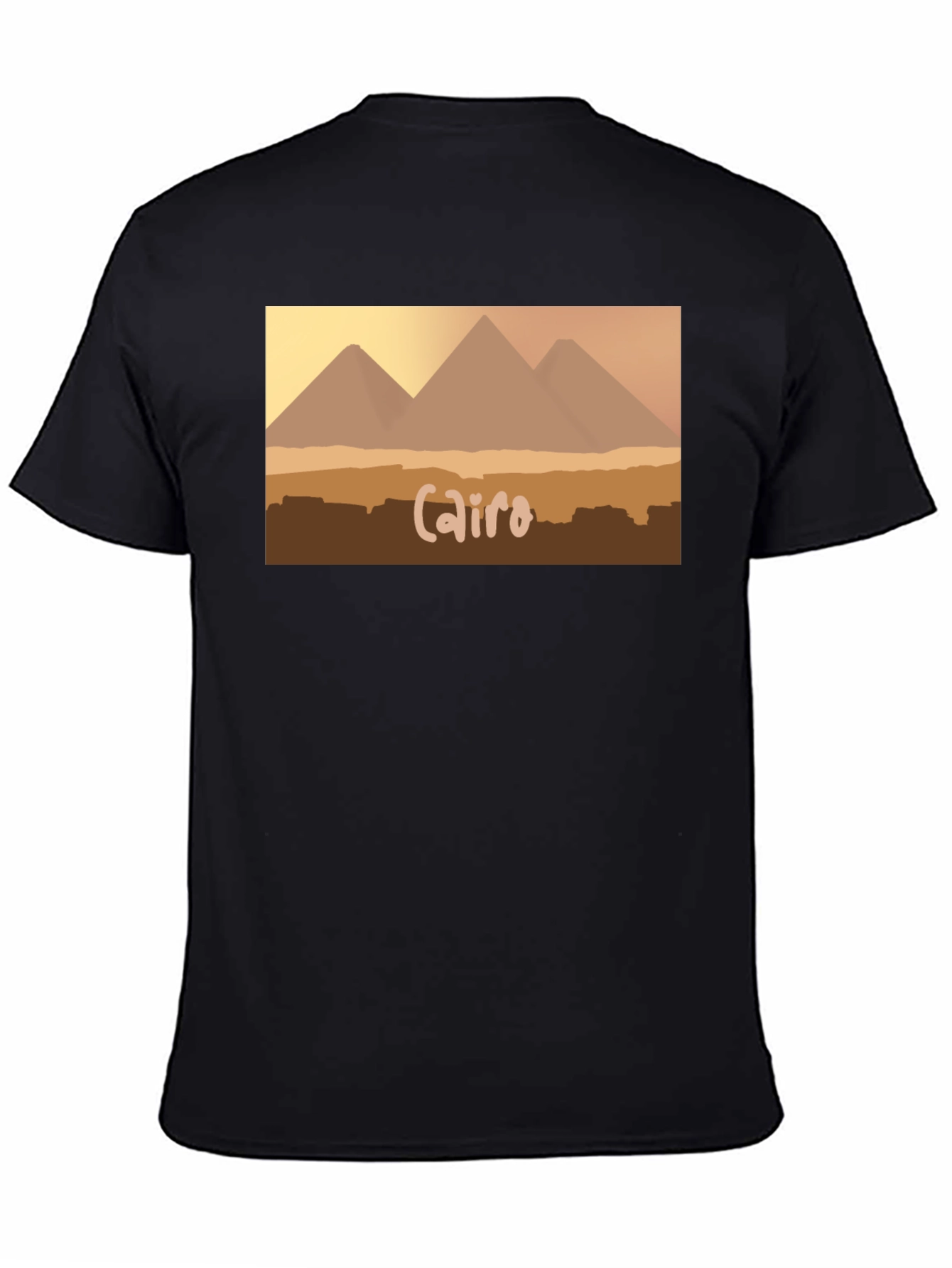 Cairo Pyramids Graphic Tee - Black Cotton T-Shirt